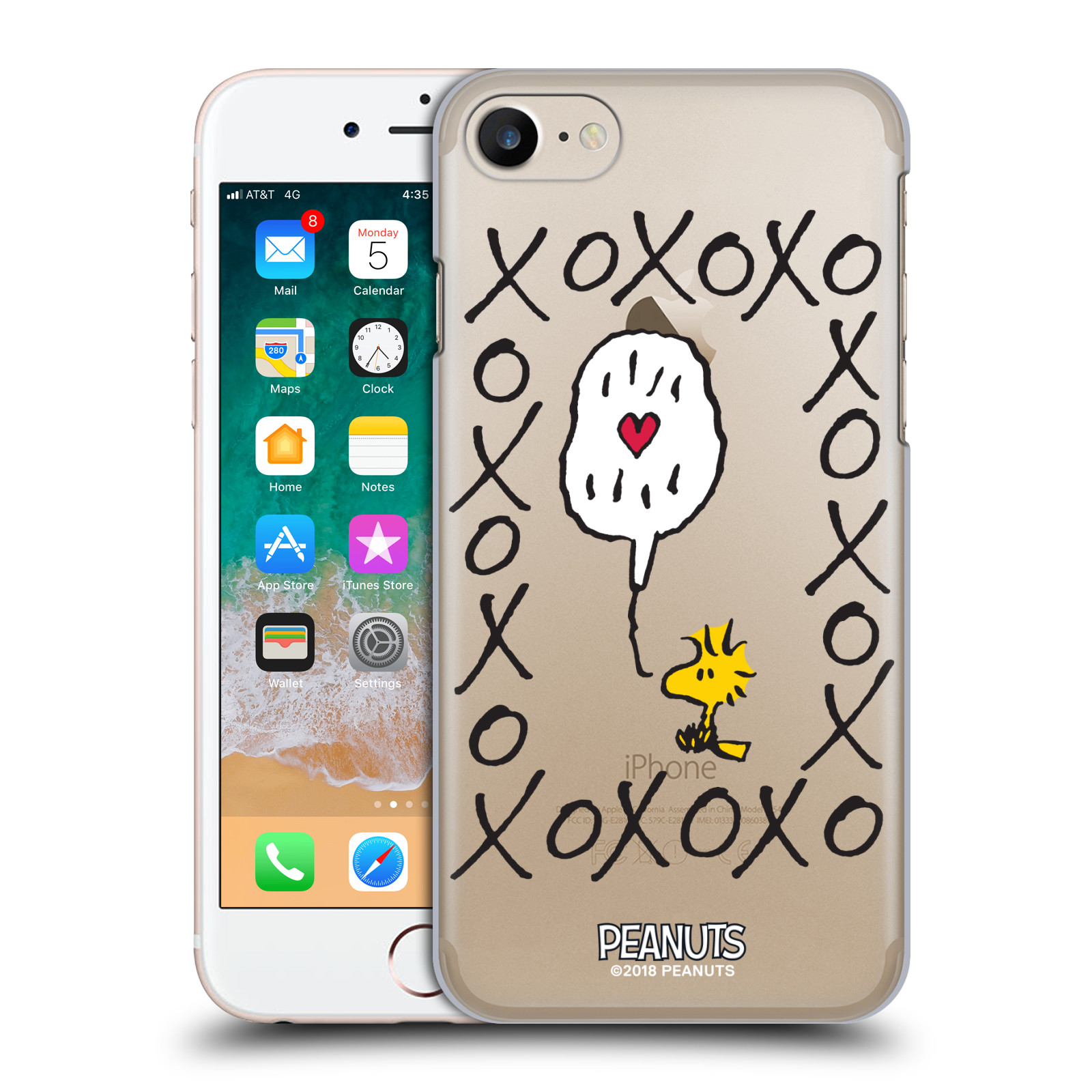 Pouzdro na mobil Apple Iphone 7/8 Oficiální motiv Peanuts ptáček Woodstock srdíčko