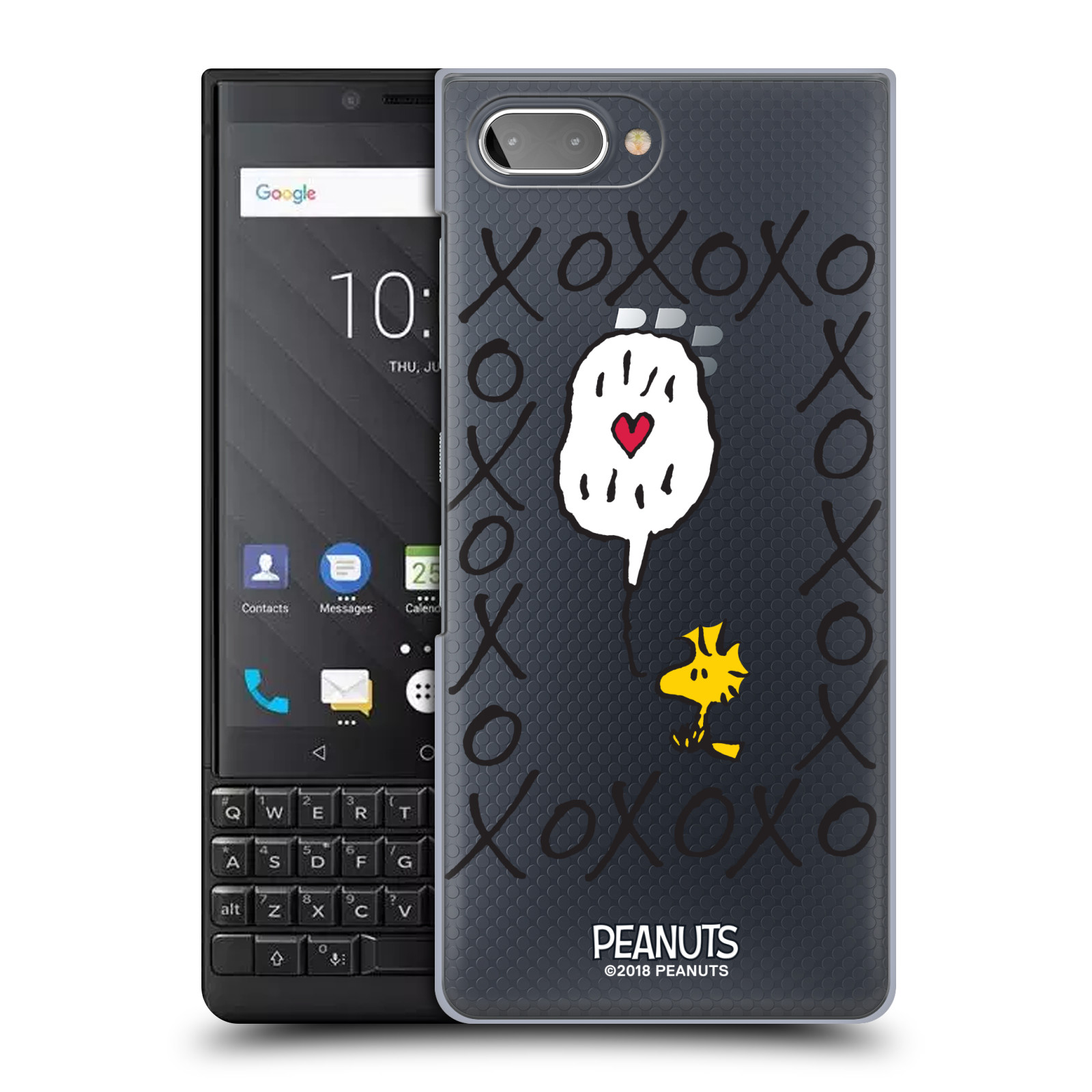 Pouzdro na mobil Blackberry KEY 2 Oficiální motiv Peanuts ptáček Woodstock srdíčko