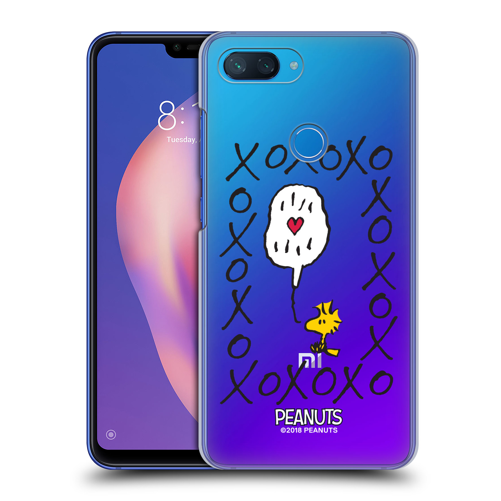 Pouzdro na mobil Xiaomi  Mi 8 Lite Oficiální motiv Peanuts ptáček Woodstock srdíčko