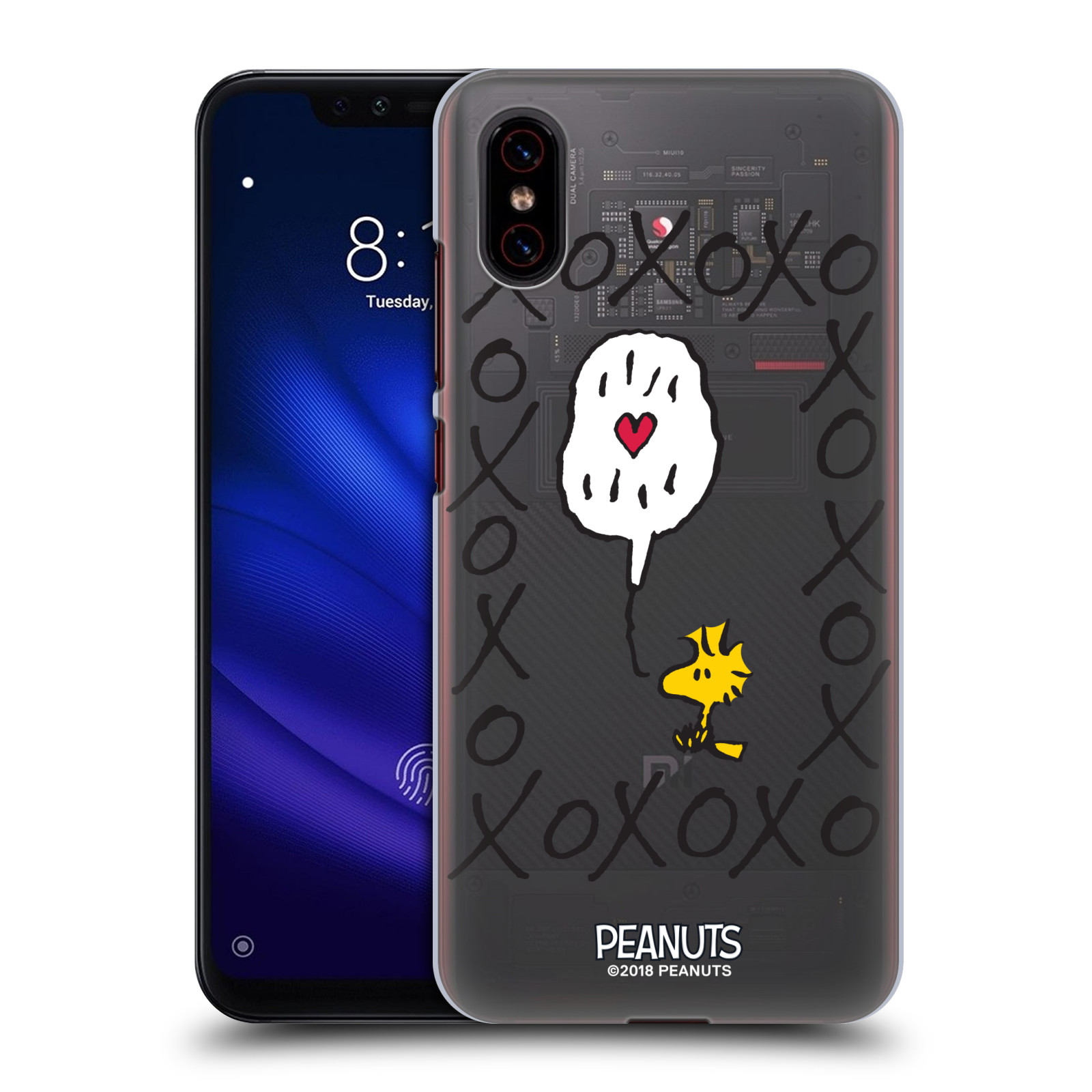 Pouzdro na mobil Xiaomi  Mi 8 PRO Oficiální motiv Peanuts ptáček Woodstock srdíčko