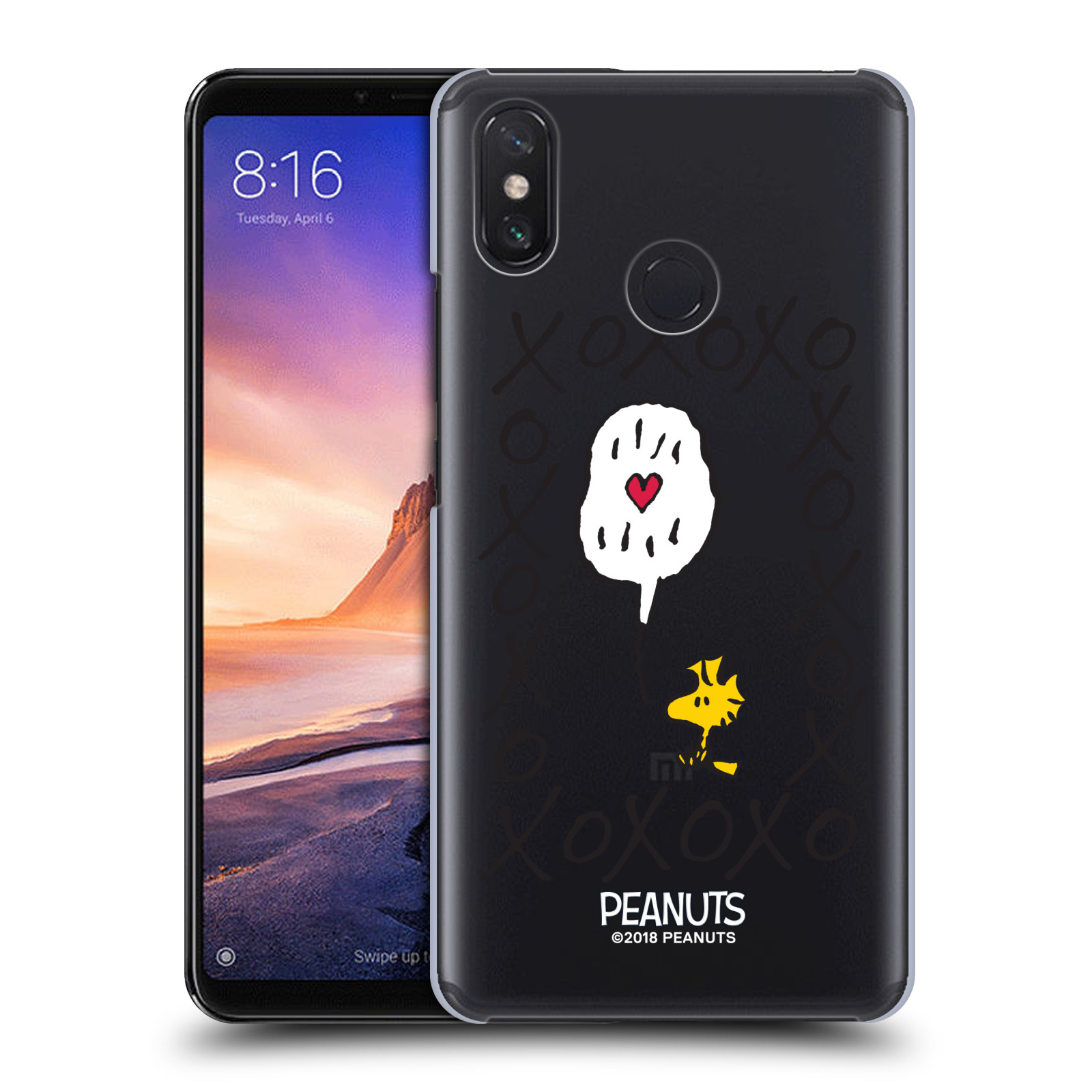 Pouzdro na mobil Xiaomi Mi Max 3 Oficiální motiv Peanuts ptáček Woodstock srdíčko