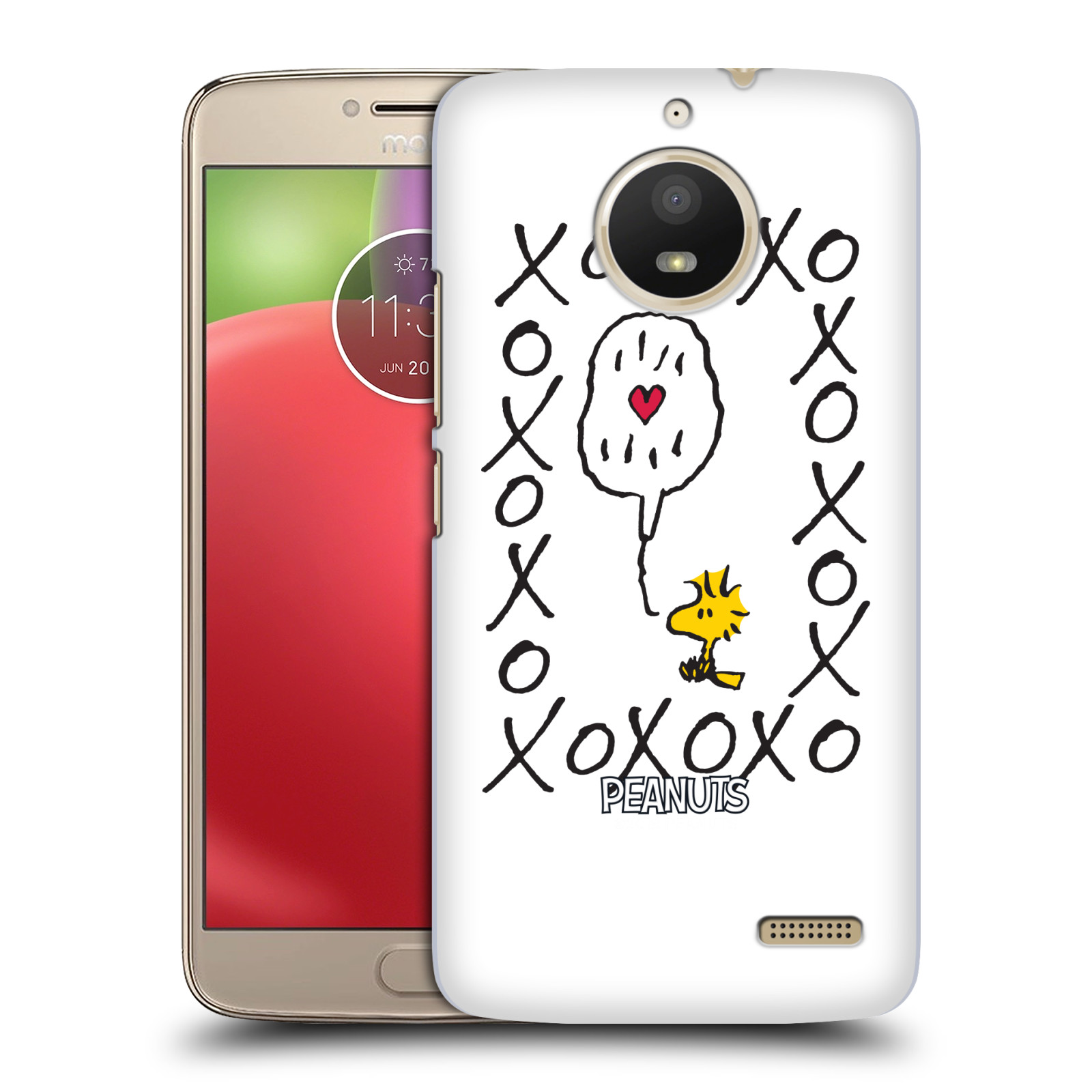 Pouzdro na mobil Lenovo Moto E4 Oficiální motiv Peanuts ptáček Woodstock srdíčko