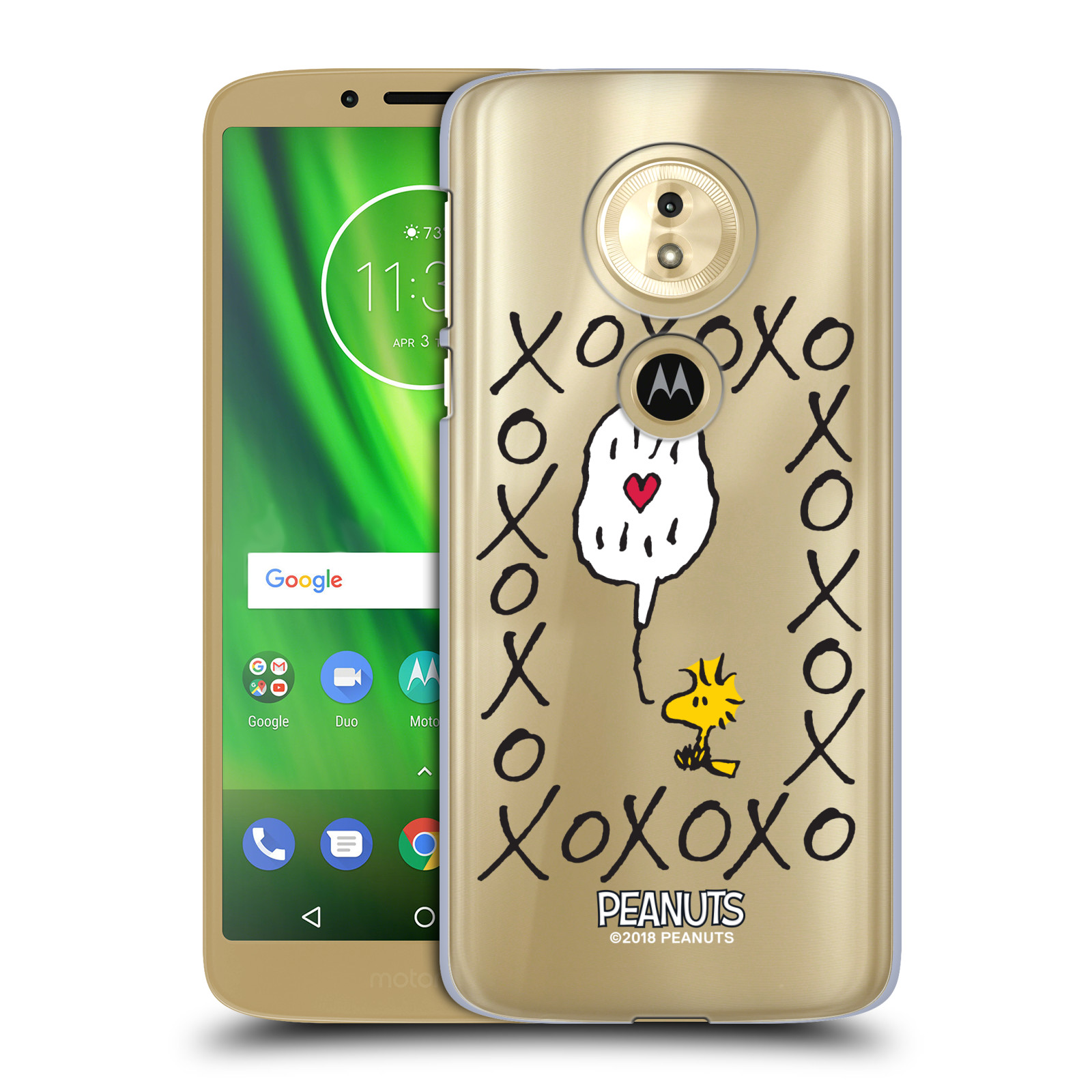 Pouzdro na mobil Motorola Moto E5 Oficiální motiv Peanuts ptáček Woodstock srdíčko