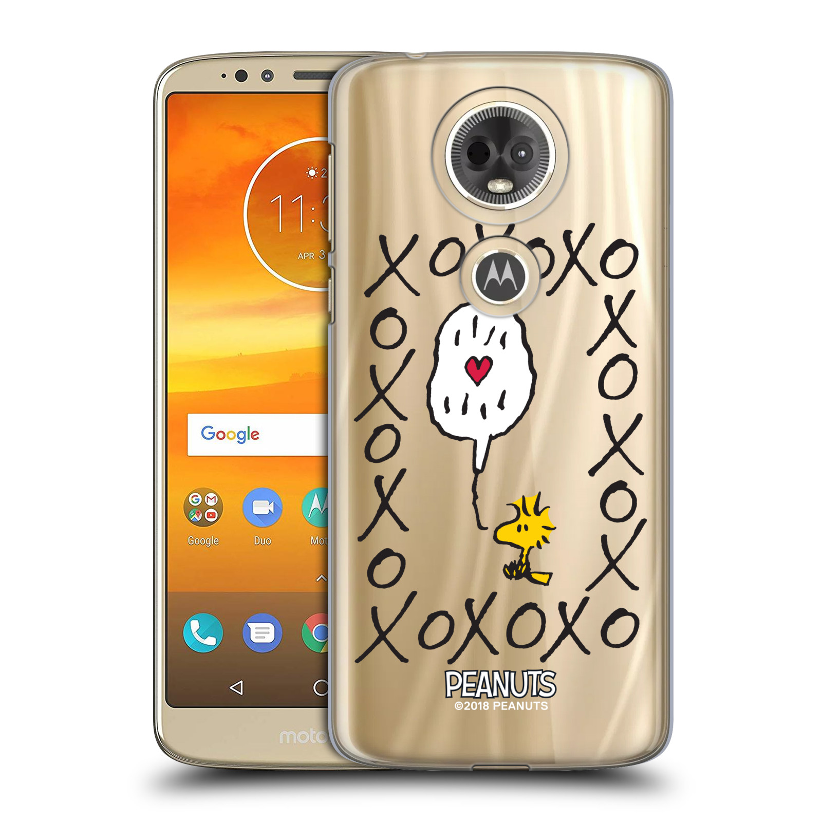 Pouzdro na mobil Motorola Moto E5 PLUS Oficiální motiv Peanuts ptáček Woodstock srdíčko