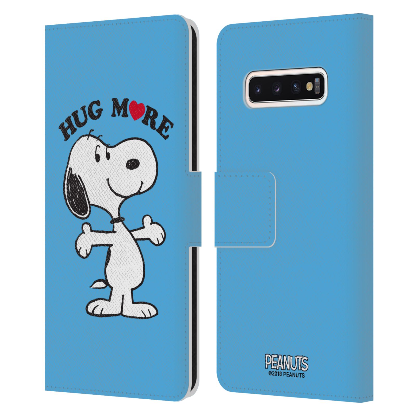 Pouzdro na mobil Samsung Galaxy S10 - Head Case - Peanuts - pejsek snoopy světle modré objetí