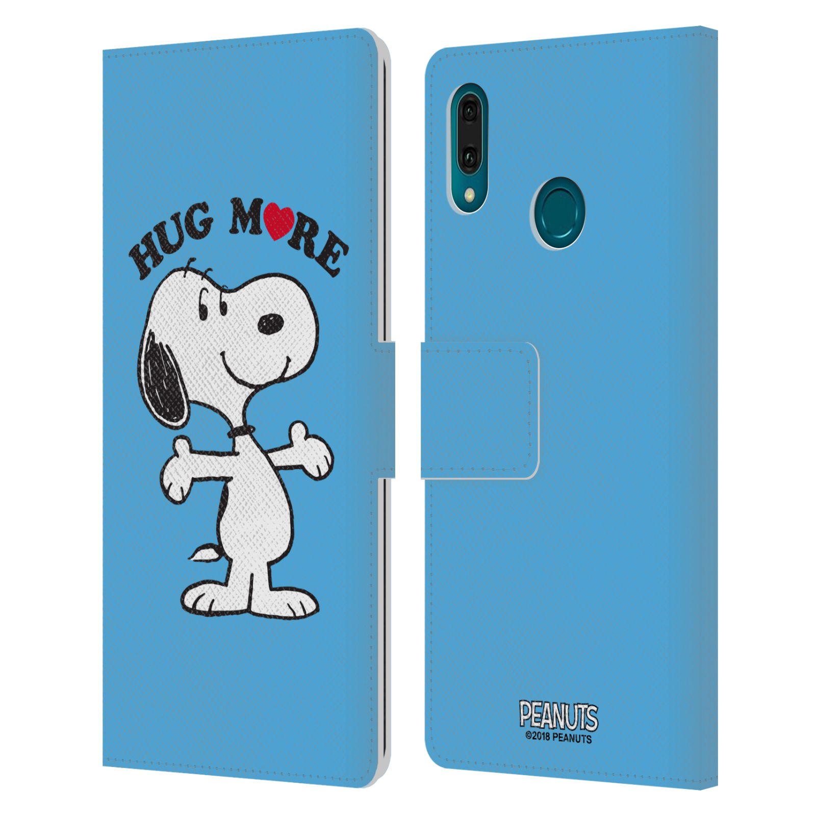 Pouzdro na mobil Huawei Y9 2019 - Head Case - Peanuts - pejsek snoopy světle modré objetí