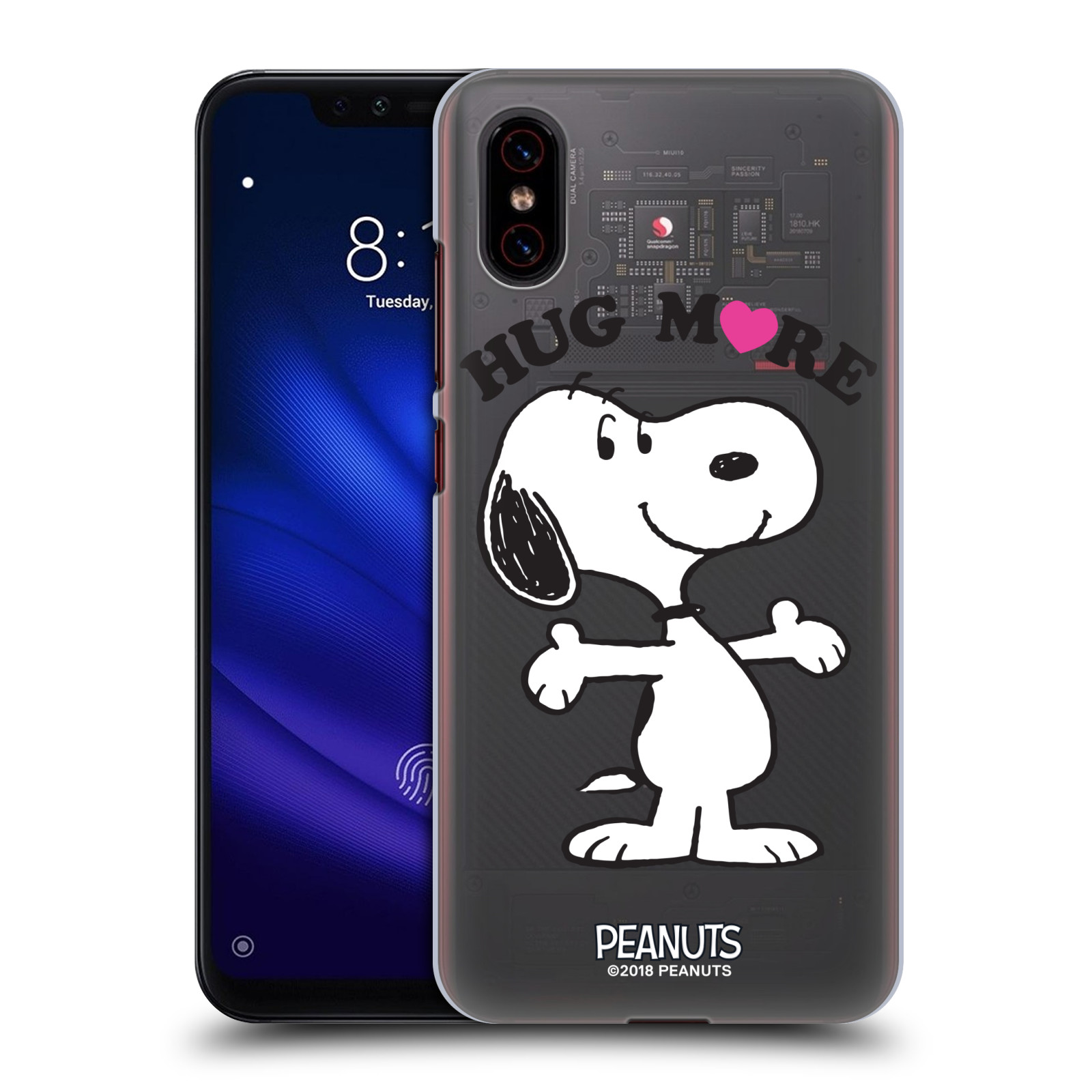 Pouzdro na mobil Xiaomi  Mi 8 PRO Oficiální motiv Peanuts pejsek Snoopy srdíčko