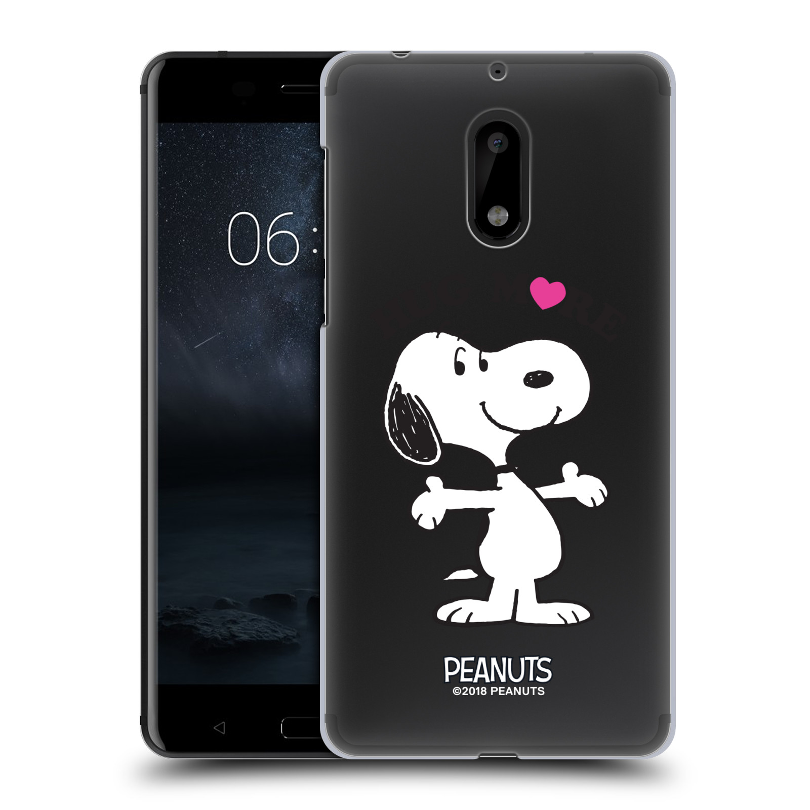 Pouzdro na mobil Nokia 6 Oficiální motiv Peanuts pejsek Snoopy srdíčko