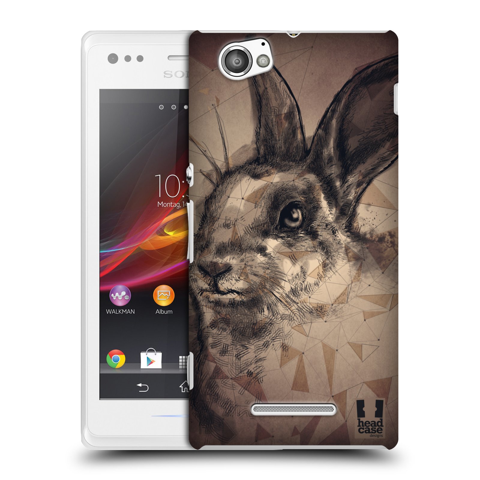 HEAD CASE plastový obal na mobil Sony Xperia M vzor Skica zvíře kreslené zajíc