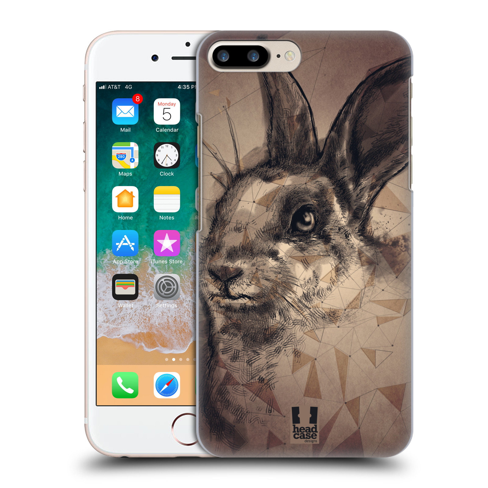 Plastové pouzdro pro mobil Apple Iphone 8 PLUS vzor Skica zvíře kreslené zajíc