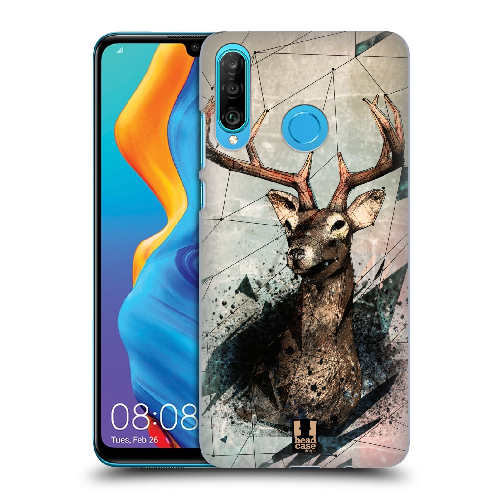 Pouzdro na mobil Huawei P30 LITE - HEAD CASE - vzor Skica zvíře kreslené jelen