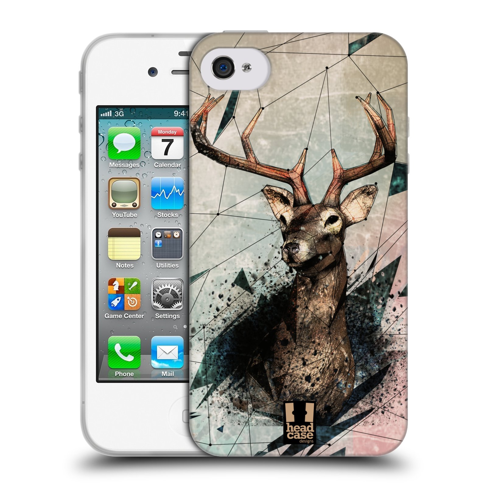 HEAD CASE silikonový obal na mobil Apple Iphone 4/4S vzor Skica zvíře kreslené jelen
