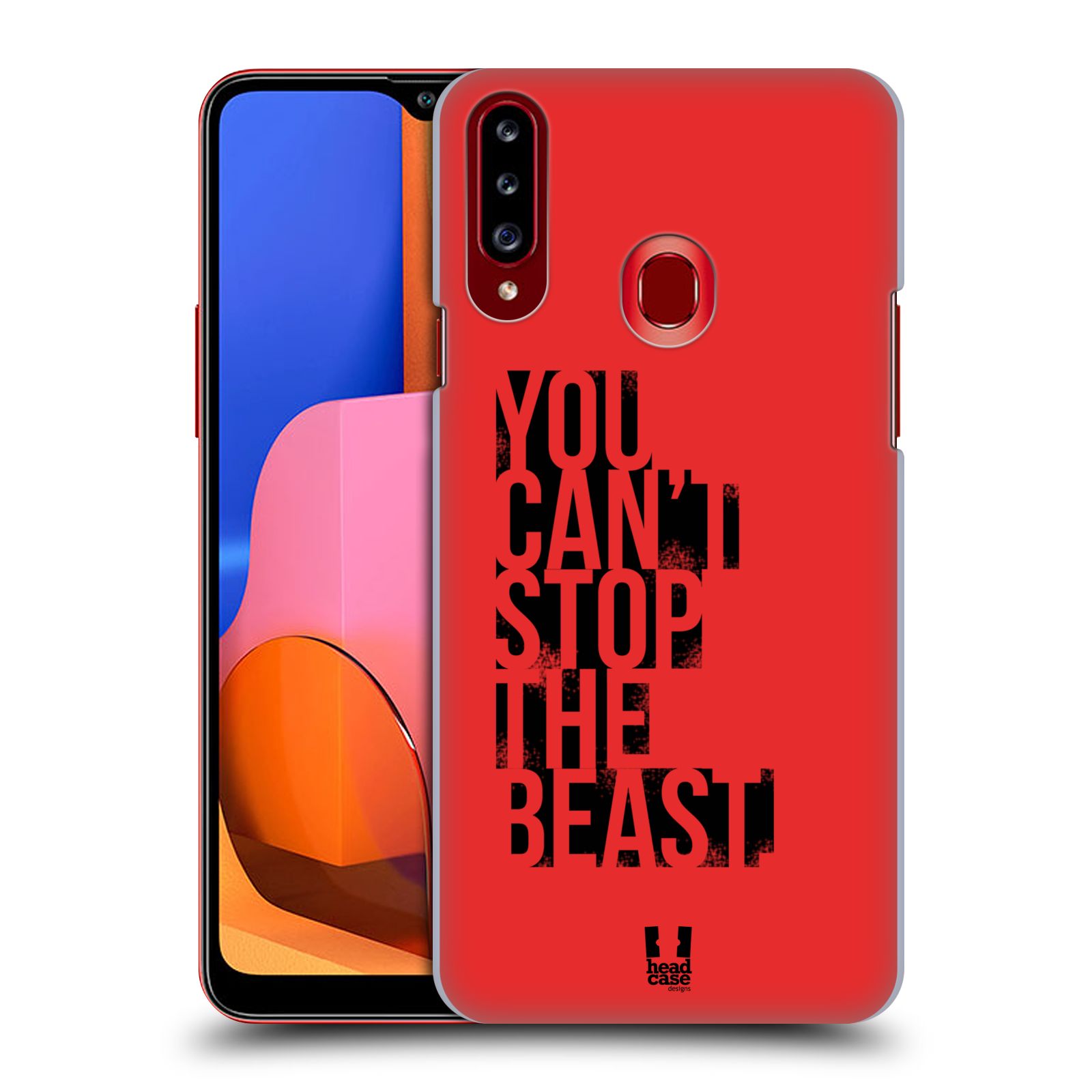 HEAD CASE plastový obal na mobil Samsung Galaxy A20s Sportovní tématika Beast mode červená
