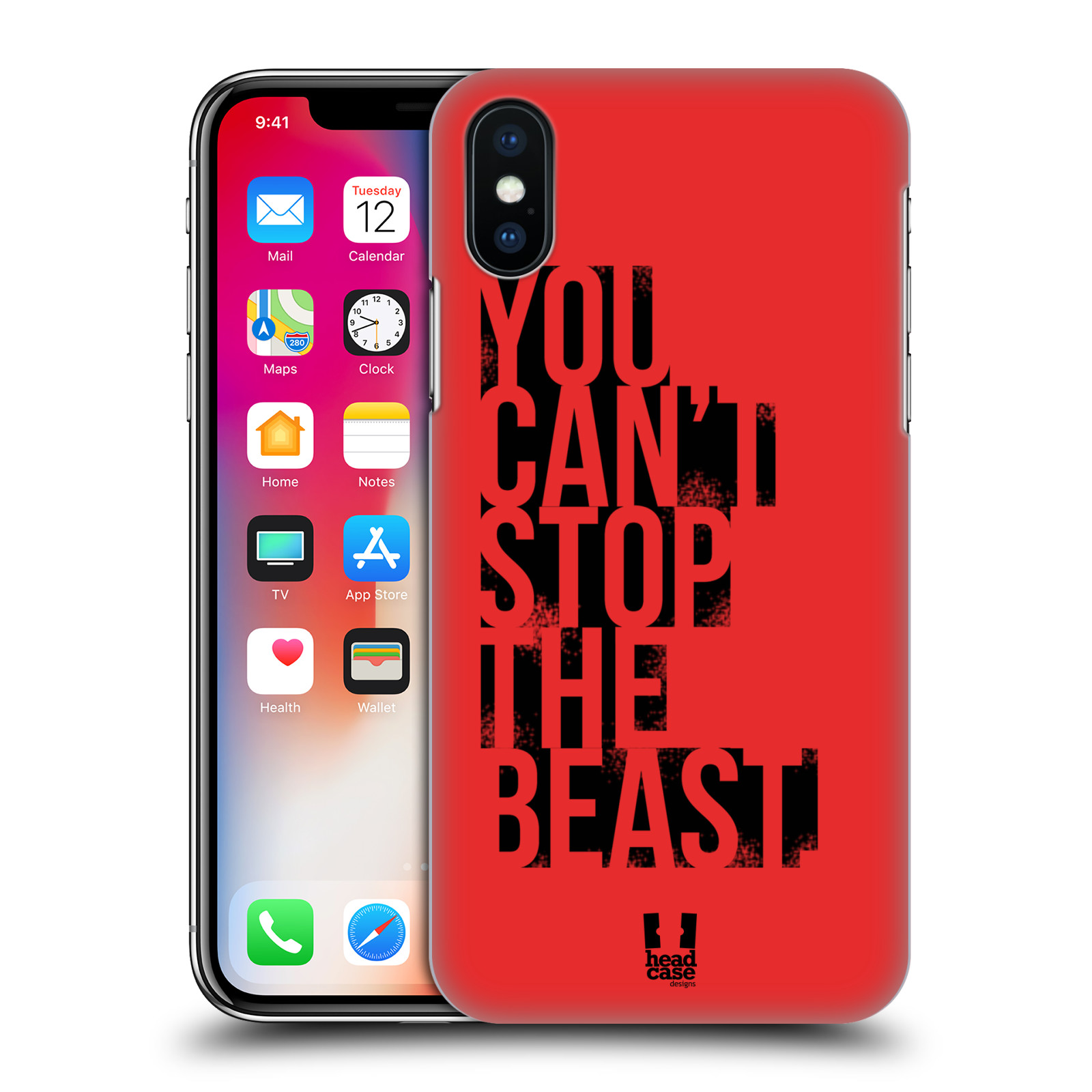 HEAD CASE plastový obal na mobil Apple Iphone X / XS Sportovní tématika Beast mode červená