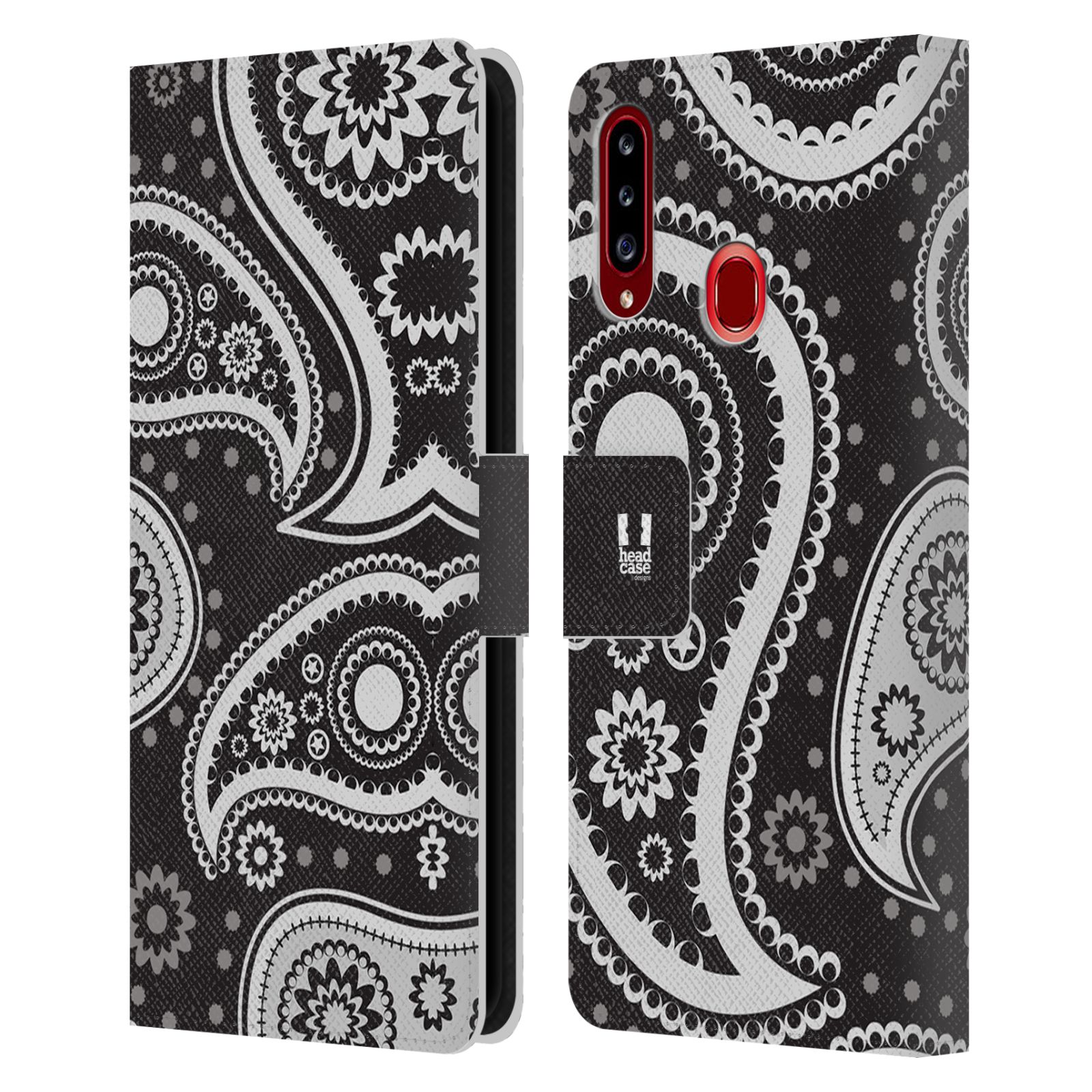 HEAD CASE Flipové pouzdro pro mobil Samsung Galaxy A20s barevné slzy černá a bílá
