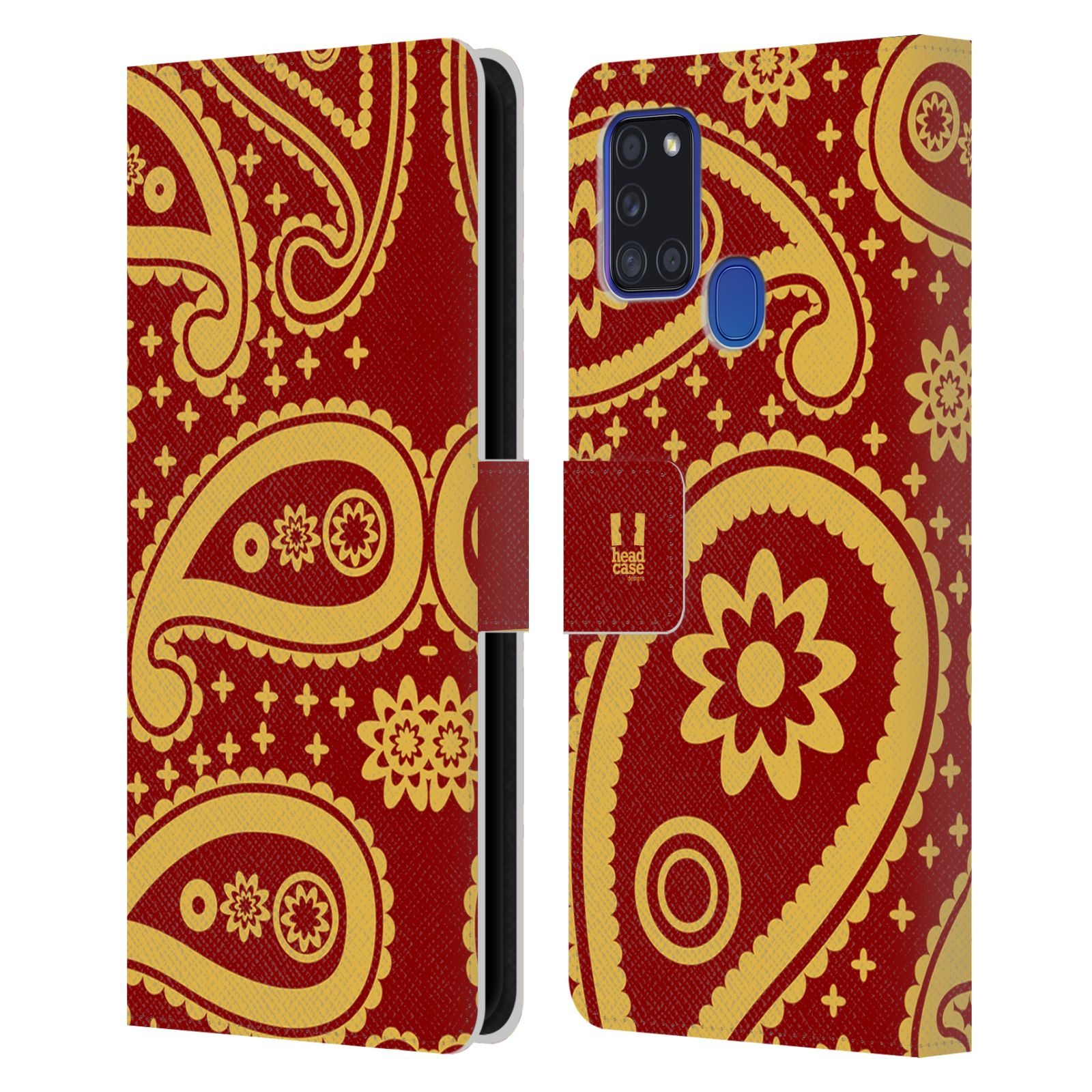 HEAD CASE Flipové pouzdro pro mobil Samsung Galaxy A21s barevné slzy červená a žlutá