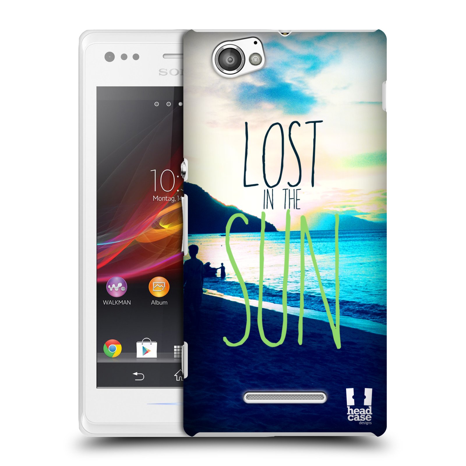 HEAD CASE plastový obal na mobil Sony Xperia M vzor Pozitivní vlny MODRÁ, moře, slunce a pláž LOST IN THE SUN