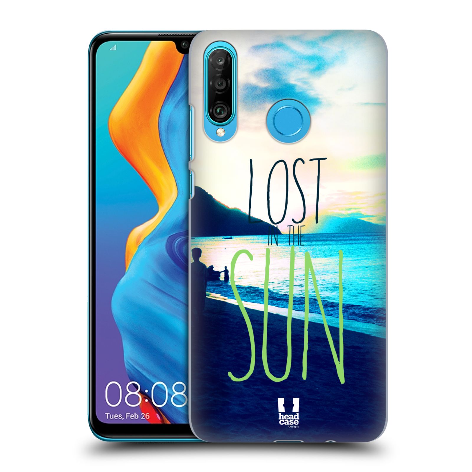 Pouzdro na mobil Huawei P30 LITE - HEAD CASE - vzor Pozitivní vlny MODRÁ, moře, slunce a pláž LOST IN THE SUN