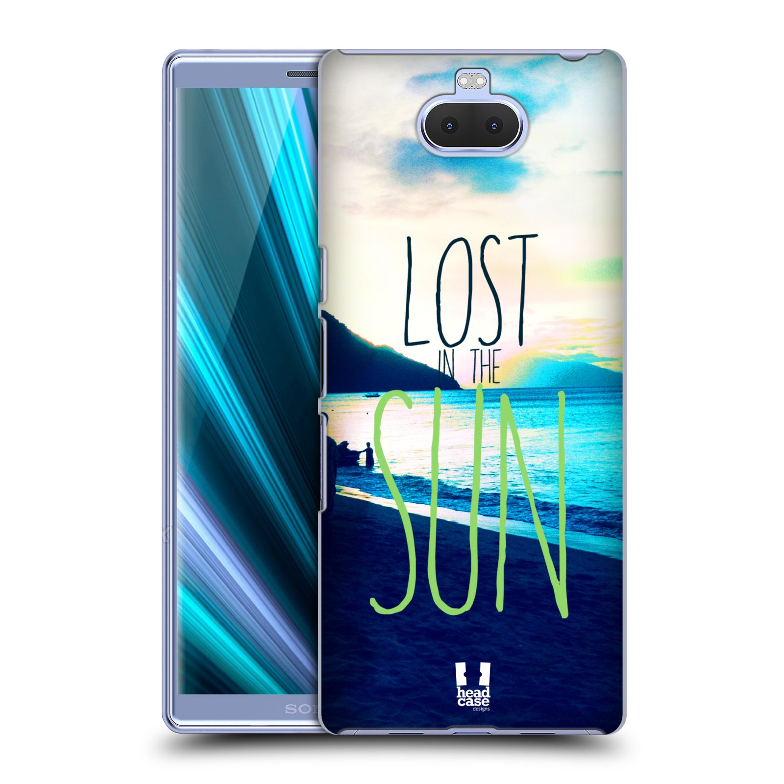 Pouzdro na mobil Sony Xperia 10 - Head Case - vzor Pozitivní vlny MODRÁ, moře, slunce a pláž LOST IN THE SUN