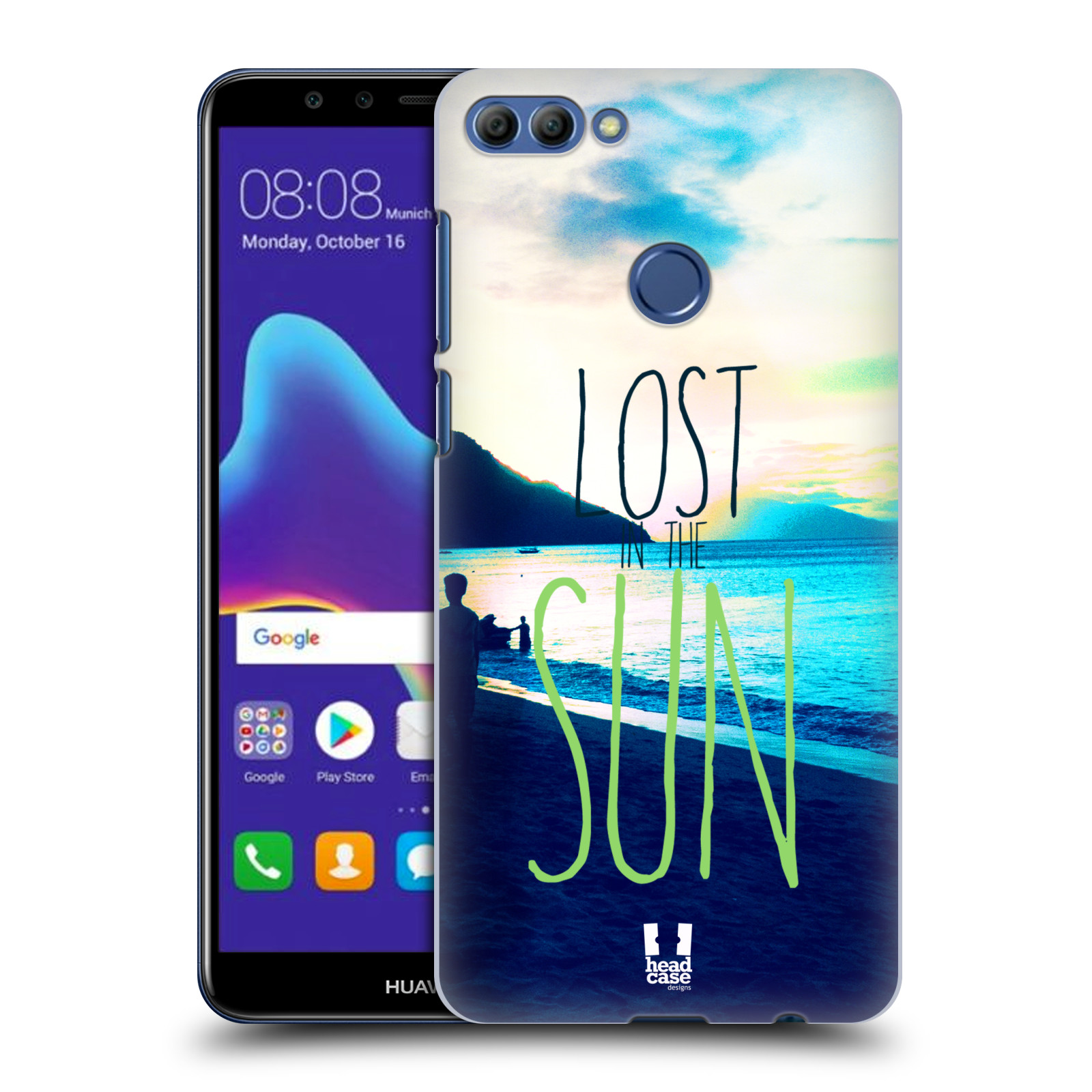 HEAD CASE plastový obal na mobil Huawei Y9 2018 vzor Pozitivní vlny MODRÁ, moře, slunce a pláž LOST IN THE SUN