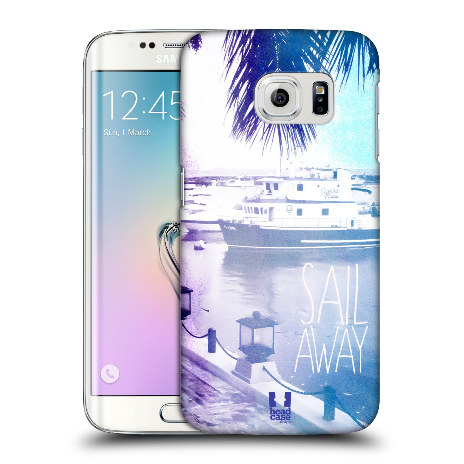 HEAD CASE plastový obal na mobil SAMSUNG Galaxy S6 EDGE (G9250, G925, G925F) vzor Pozitivní vlny MODRÁ, přístav s loděmi SAIL AWAY