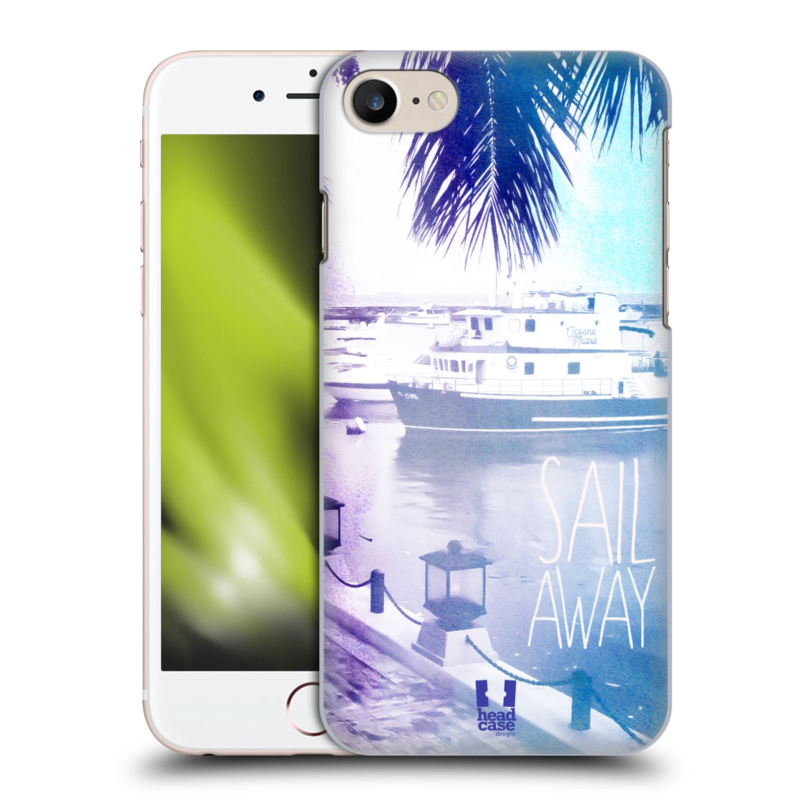 Plastové pouzdro pro mobil Apple Iphone 7/8/SE 2020 vzor Pozitivní vlny MODRÁ, přístav s loděmi SAIL AWAY