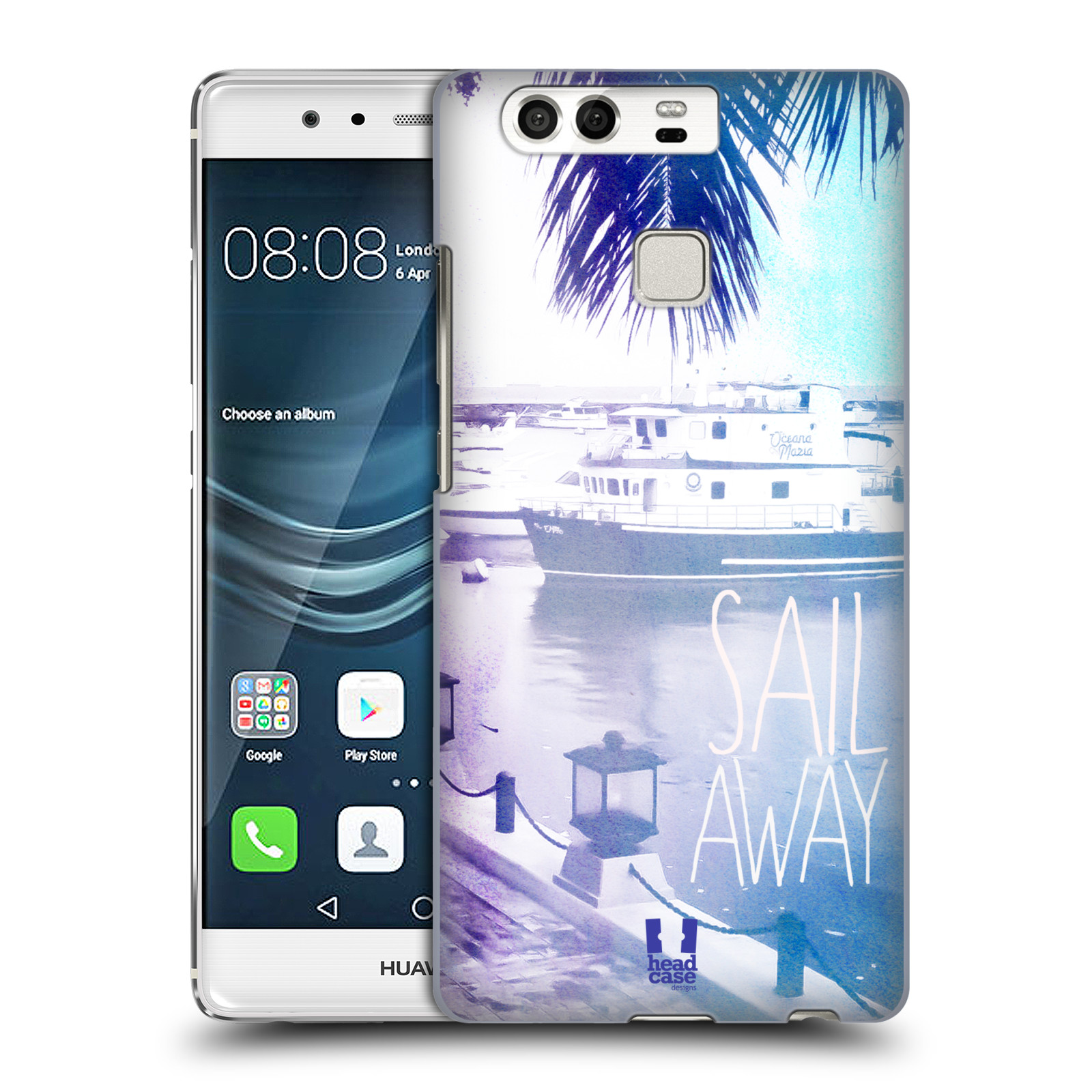 HEAD CASE plastový obal na mobil Huawei P9 / P9 DUAL SIM vzor Pozitivní vlny MODRÁ, přístav s loděmi SAIL AWAY