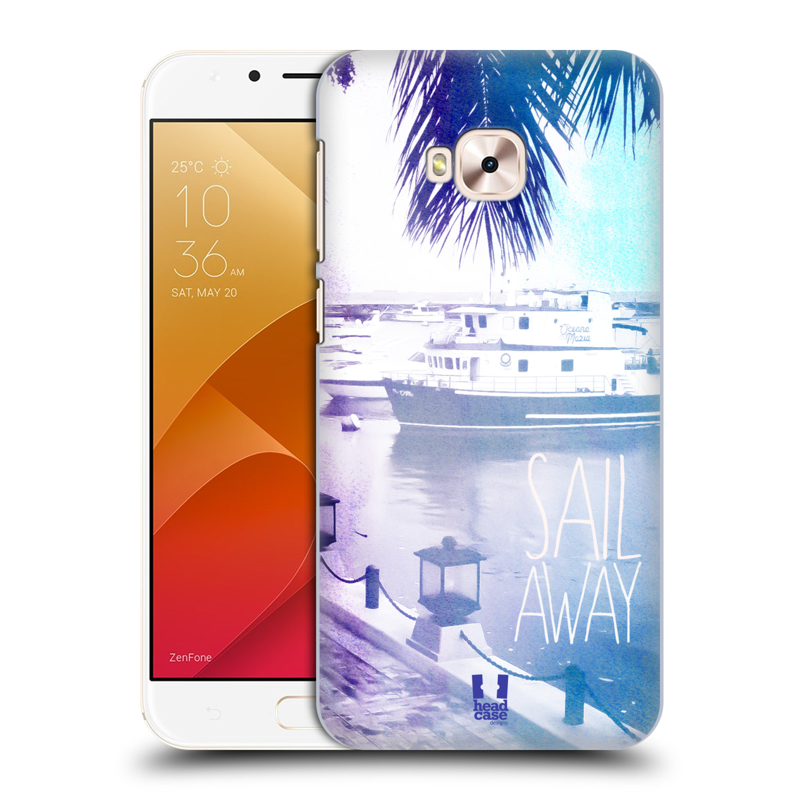 HEAD CASE plastový obal na mobil Asus Zenfone 4 Selfie Pro ZD552KL vzor Pozitivní vlny MODRÁ, přístav s loděmi SAIL AWAY