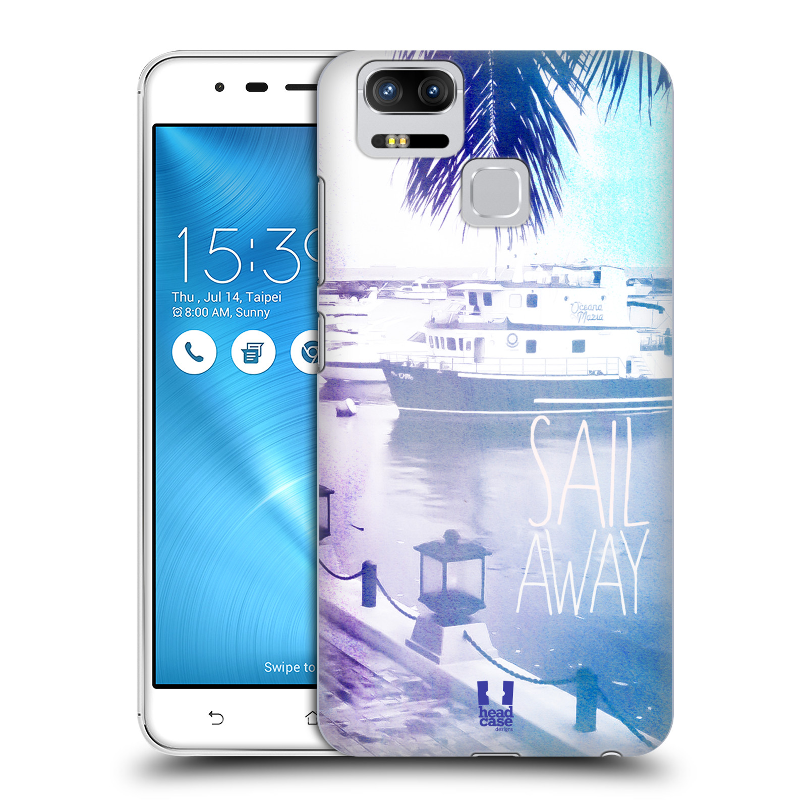 HEAD CASE plastový obal na mobil Asus Zenfone 3 Zoom ZE553KL vzor Pozitivní vlny MODRÁ, přístav s loděmi SAIL AWAY