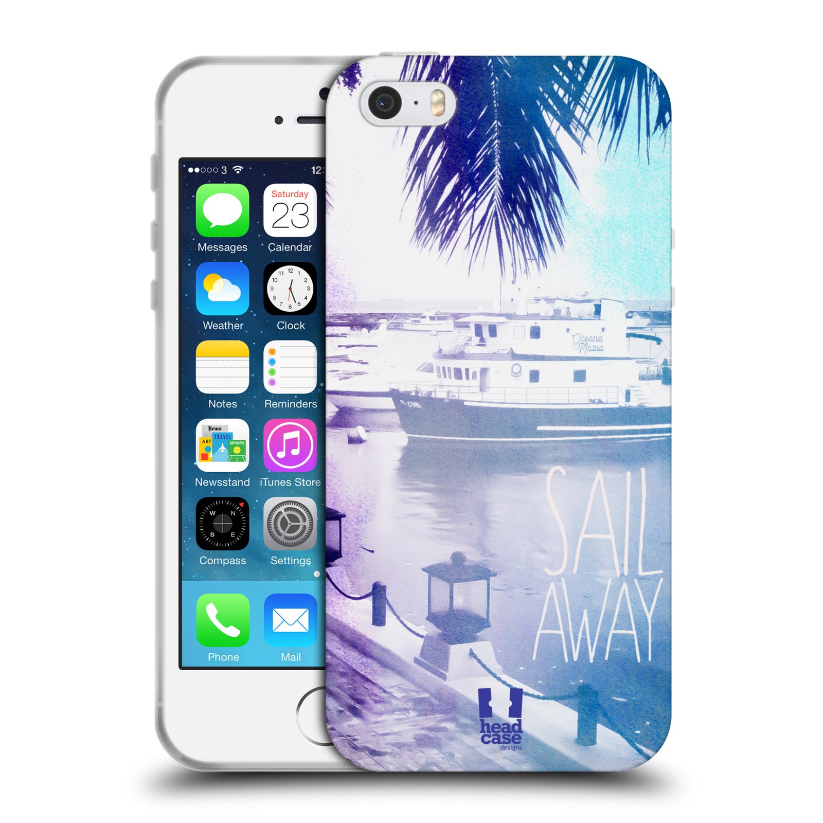 HEAD CASE silikonový obal na mobil Apple Iphone 5/5S vzor Pozitivní vlny MODRÁ, přístav s loděmi SAIL AWAY