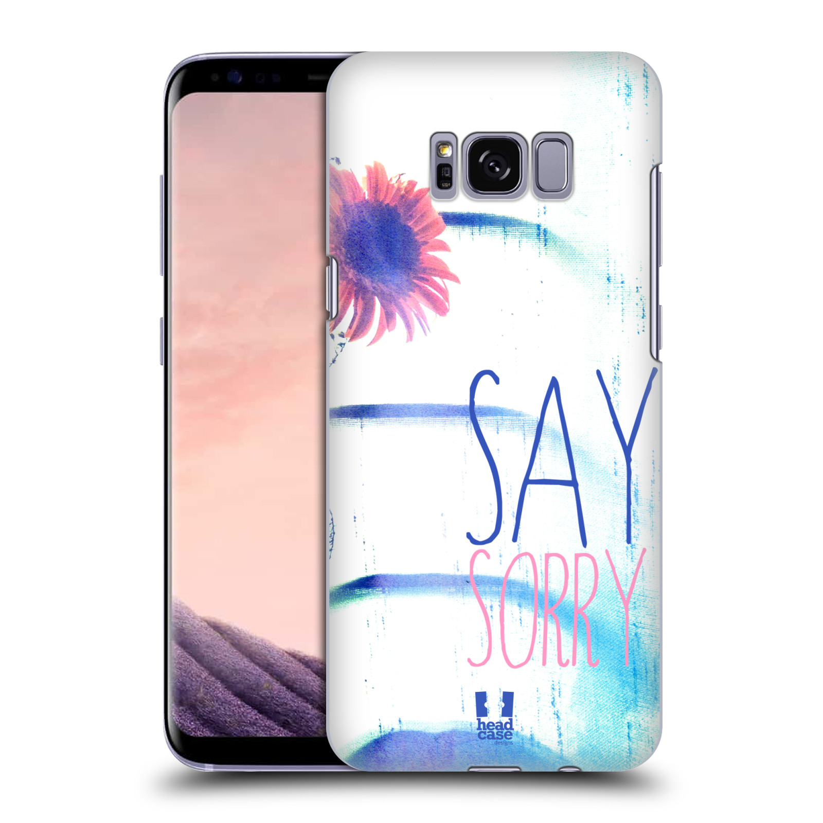 HEAD CASE plastový obal na mobil Samsung Galaxy S8 vzor Pozitivní vlny MODRÁ, růžová květina SAY SORRY
