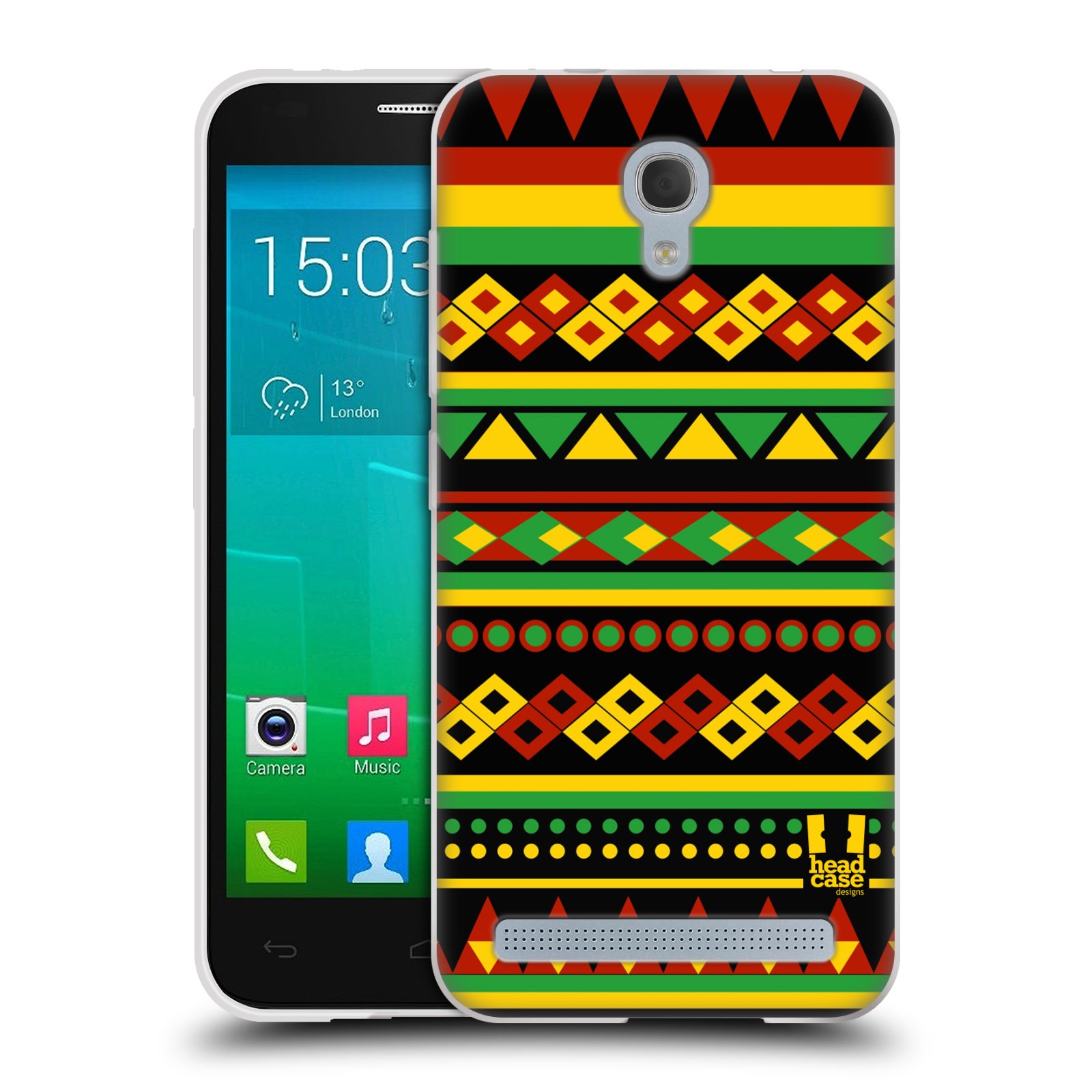 HEAD CASE silikonový obal na mobil Alcatel Idol 2 MINI S 6036Y vzor Rasta barevné vzory AZTÉK