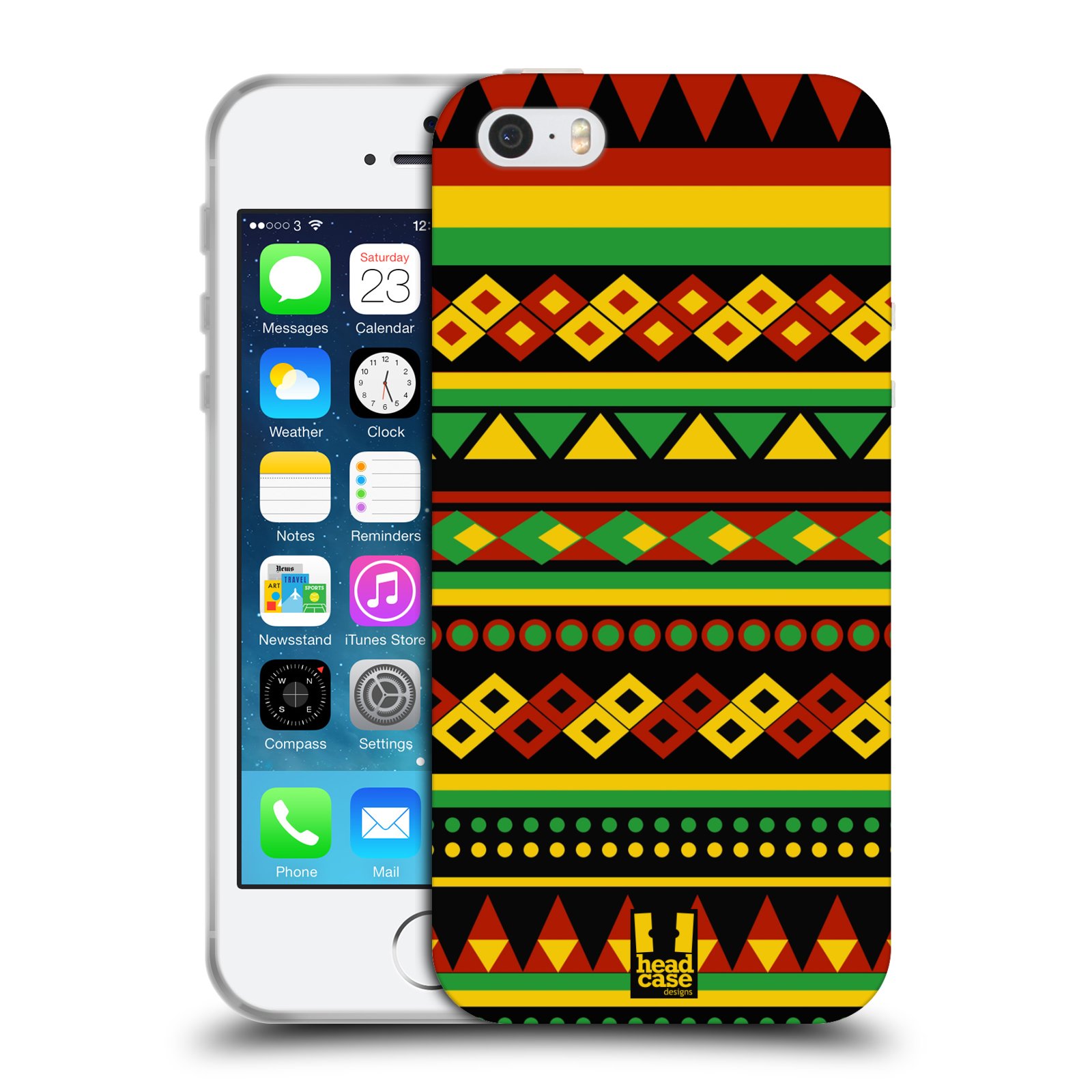HEAD CASE silikonový obal na mobil Apple Iphone 5/5S vzor Rasta barevné vzory AZTÉK
