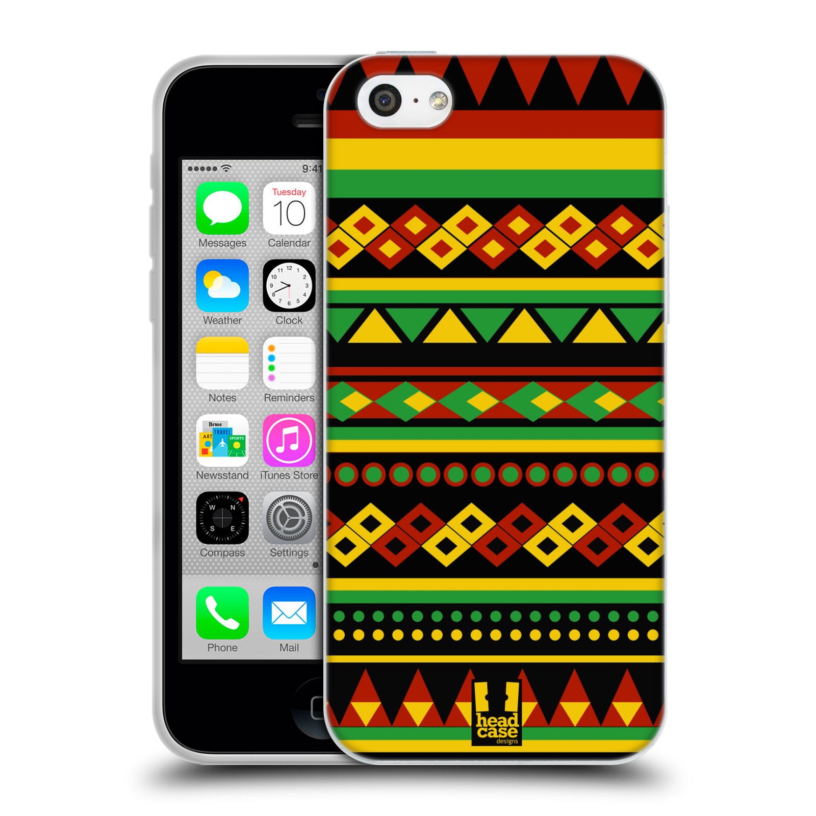 HEAD CASE silikonový obal na mobil Apple Iphone 5C vzor Rasta barevné vzory AZTÉK