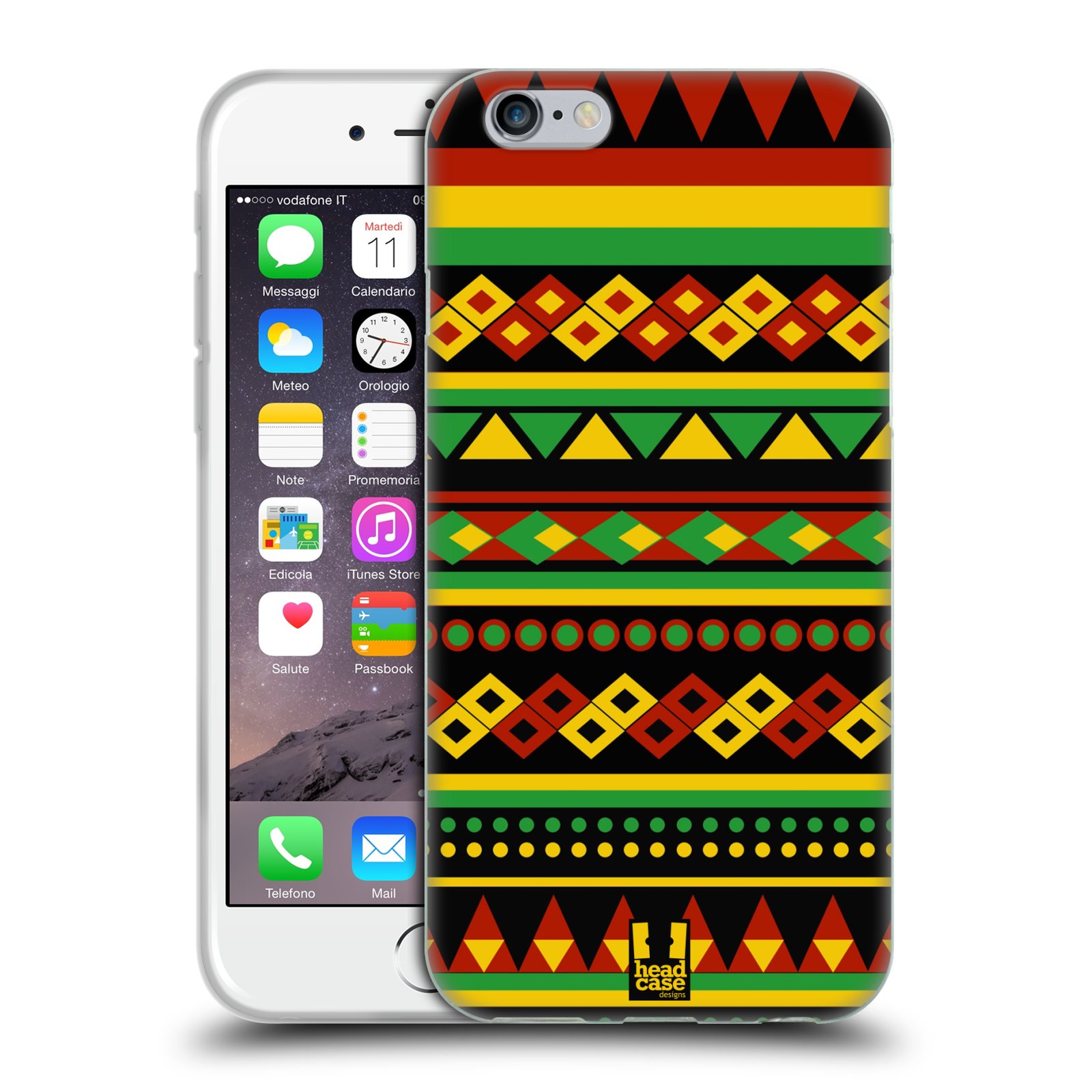 HEAD CASE silikonový obal na mobil Apple Iphone 6/6S vzor Rasta barevné vzory AZTÉK