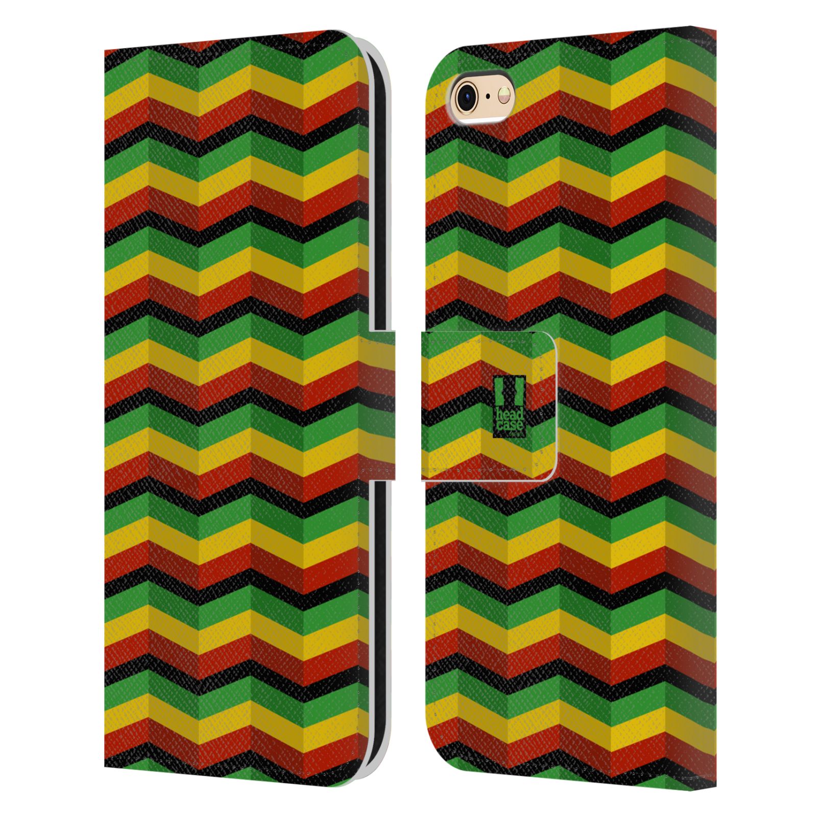 HEAD CASE Flipové pouzdro pro mobil Apple Iphone 6/6s Rastafariánský motiv Jamajka CHEVRON