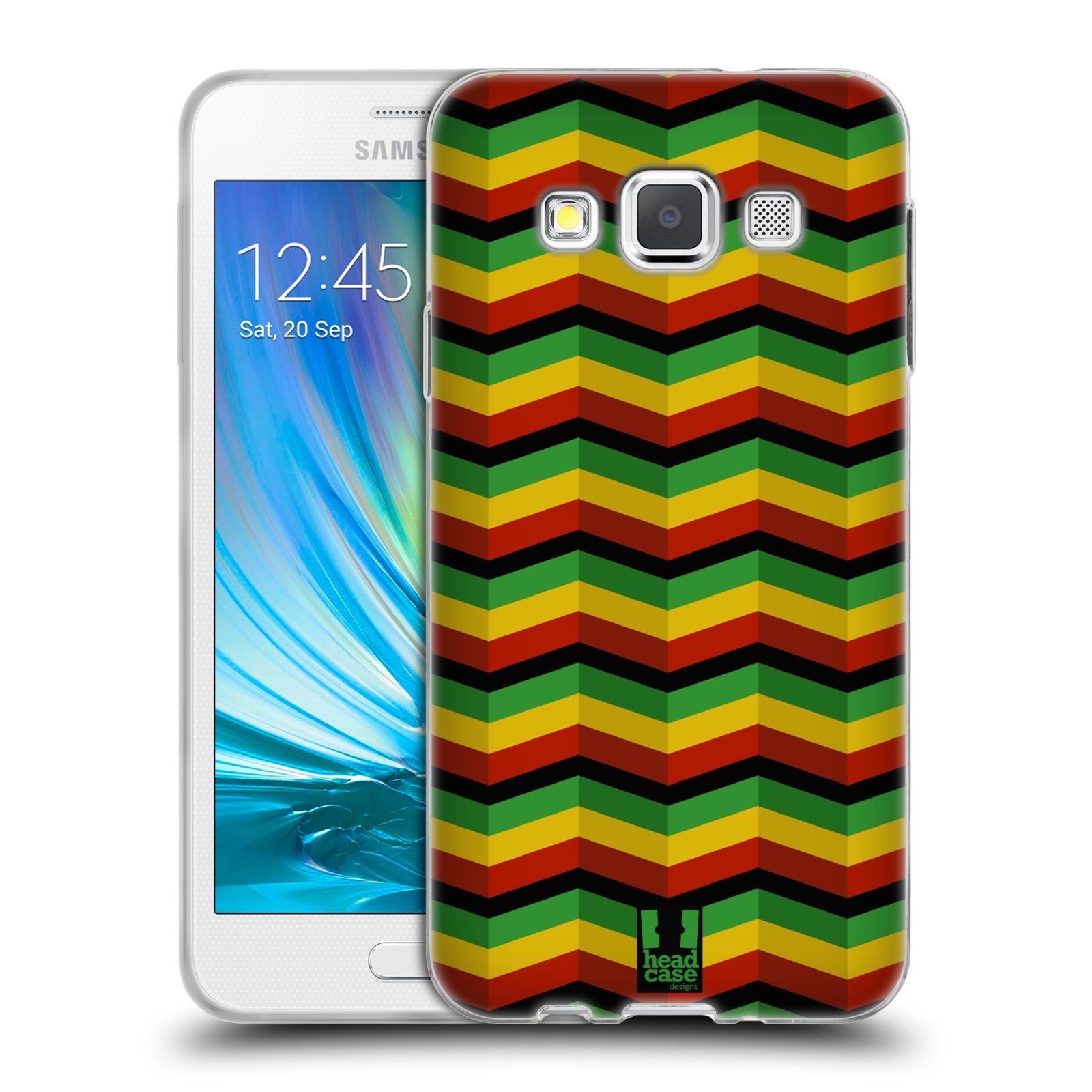 HEAD CASE silikonový obal na mobil Samsung Galaxy A3 vzor Rasta barevné vzory CHEVRON