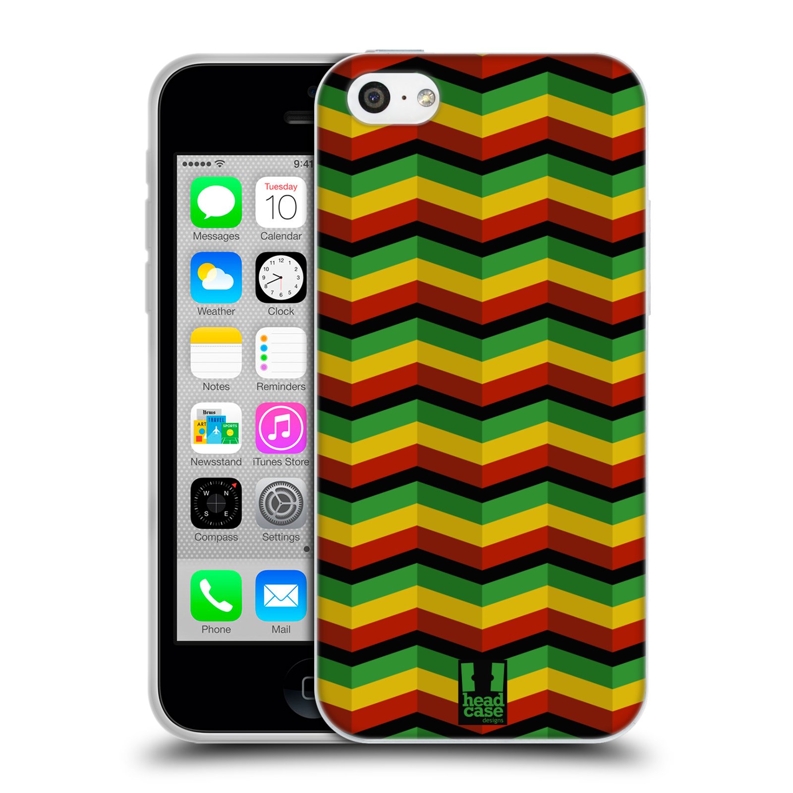 HEAD CASE silikonový obal na mobil Apple Iphone 5C vzor Rasta barevné vzory CHEVRON