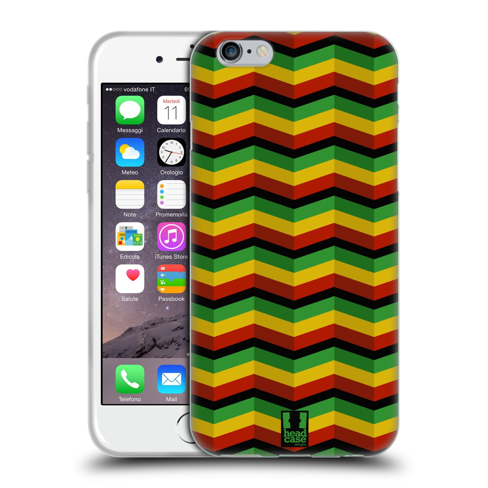 HEAD CASE silikonový obal na mobil Apple Iphone 6/6S vzor Rasta barevné vzory CHEVRON