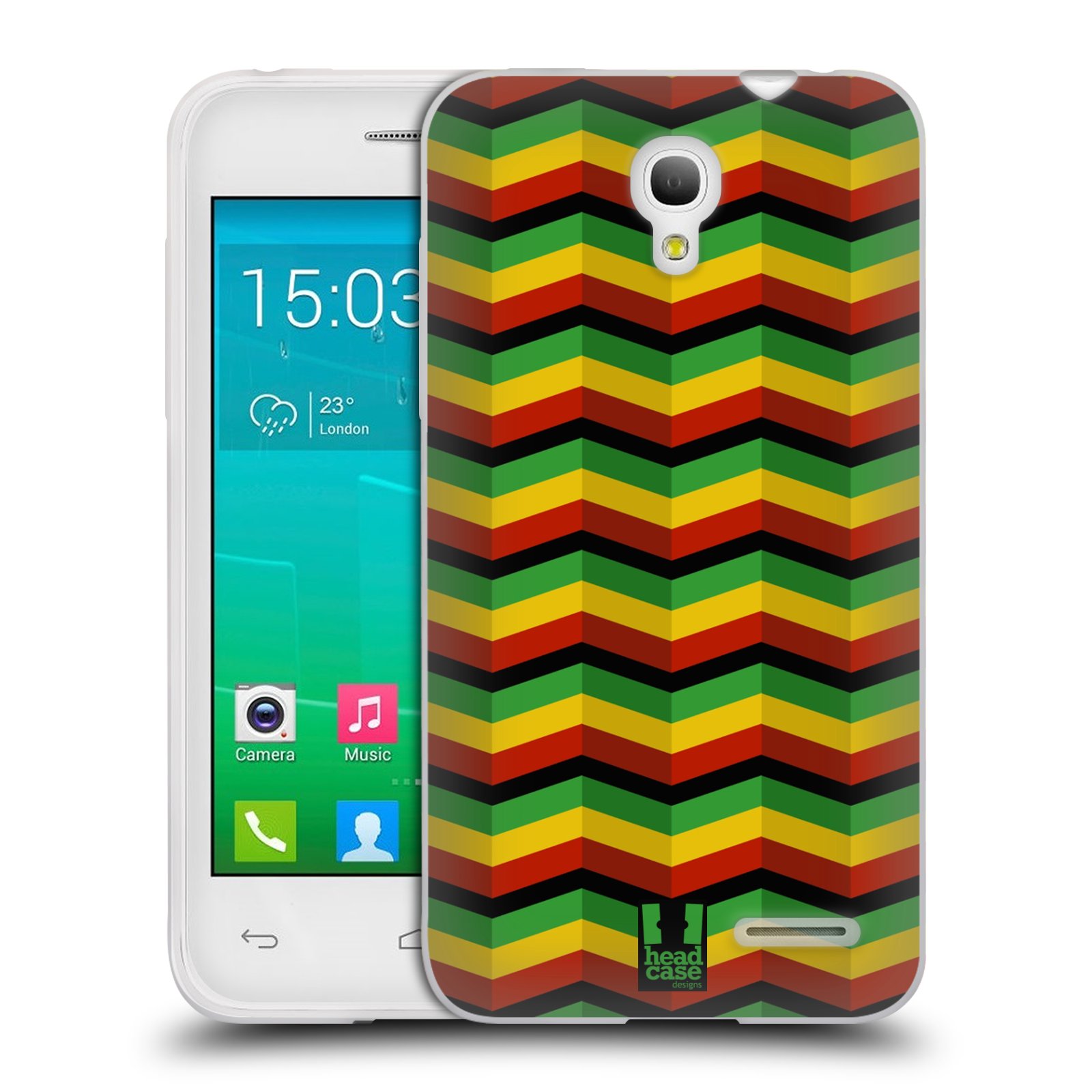 HEAD CASE silikonový obal na mobil Alcatel POP S3 OT-5050Y vzor Rasta barevné vzory CHEVRON