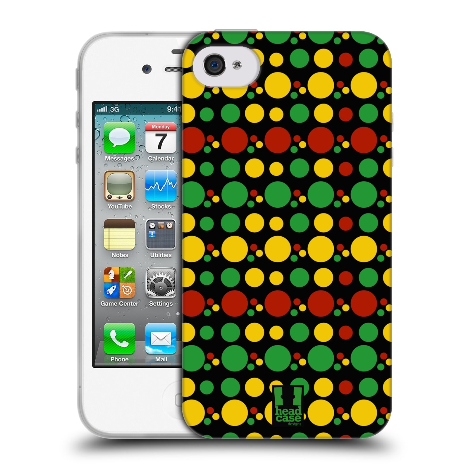 HEAD CASE silikonový obal na mobil Apple Iphone 4/4S vzor Rasta barevné vzory KRUHY