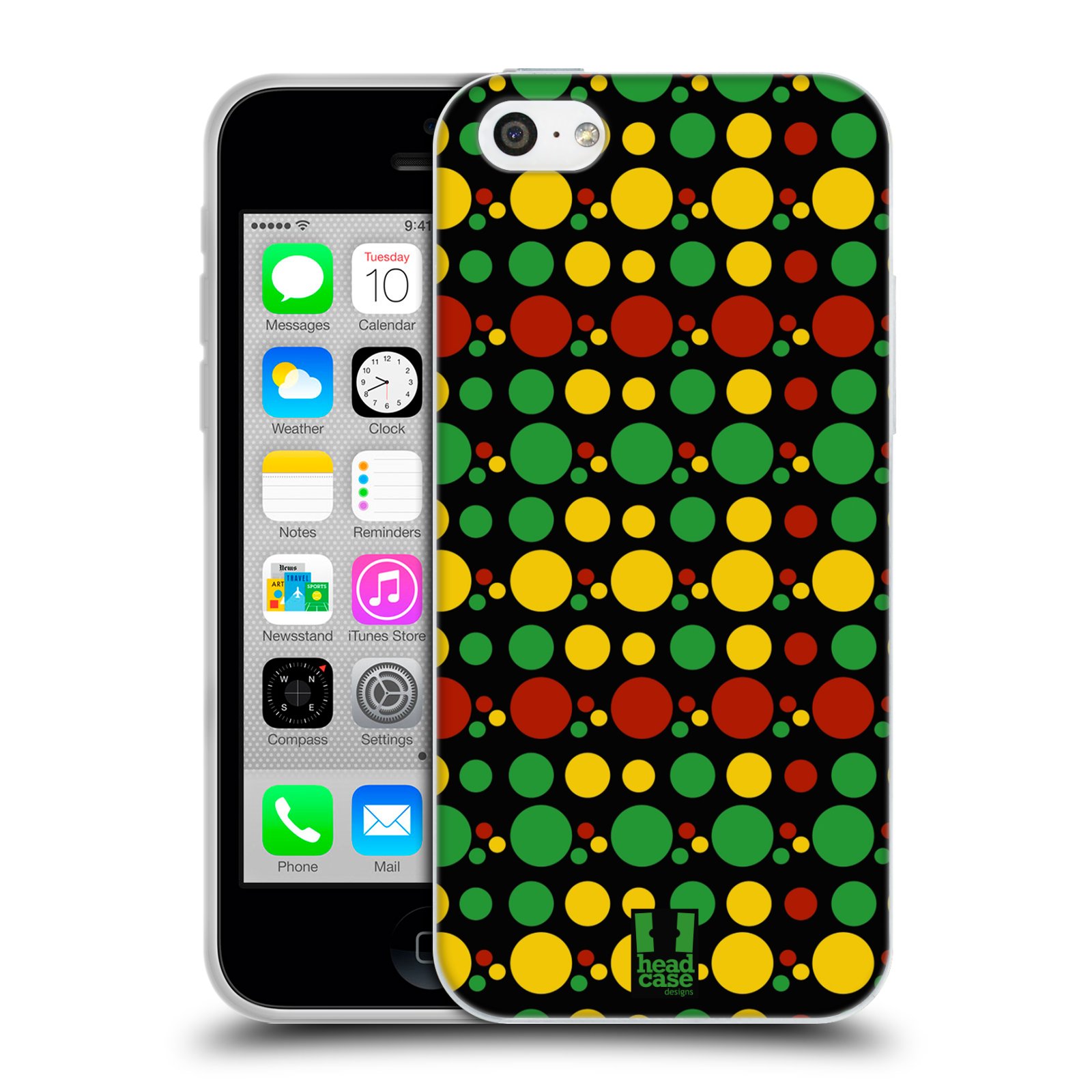 HEAD CASE silikonový obal na mobil Apple Iphone 5C vzor Rasta barevné vzory KRUHY
