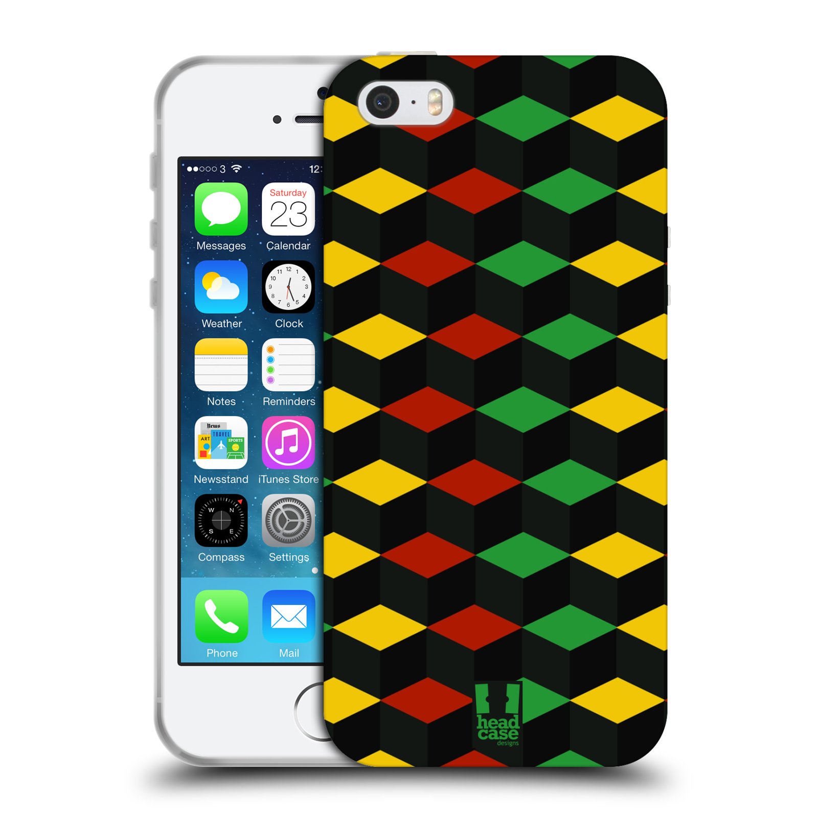 HEAD CASE silikonový obal na mobil Apple Iphone 5/5S vzor Rasta barevné vzory KUBISMUS