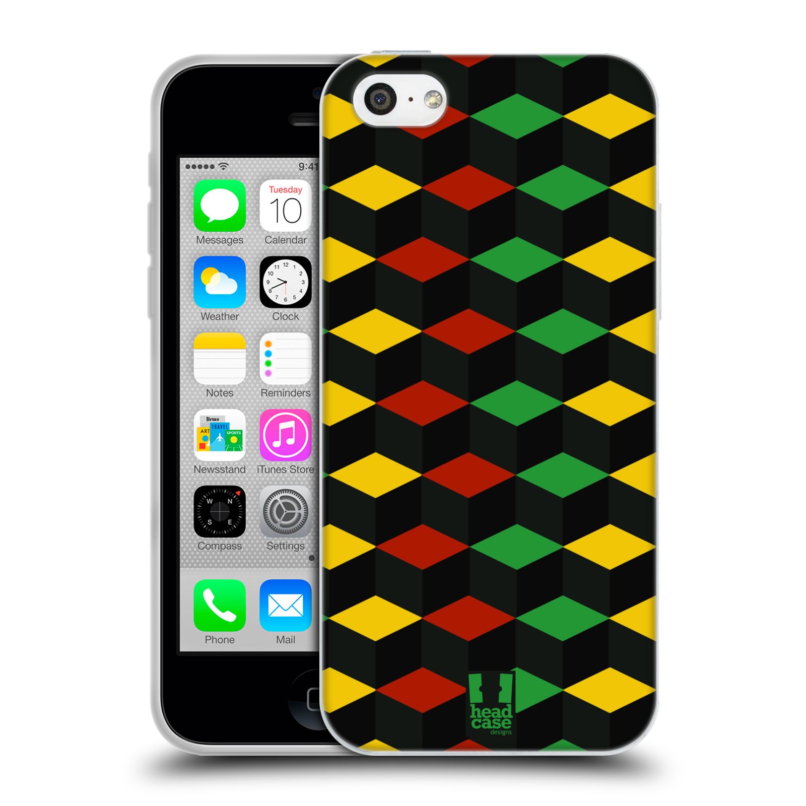 HEAD CASE silikonový obal na mobil Apple Iphone 5C vzor Rasta barevné vzory KUBISMUS