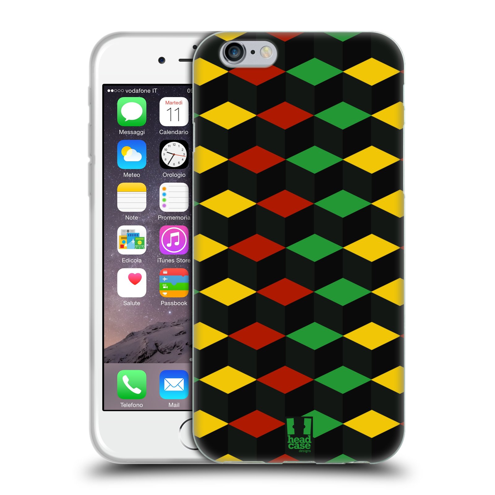 HEAD CASE silikonový obal na mobil Apple Iphone 6/6S vzor Rasta barevné vzory KUBISMUS
