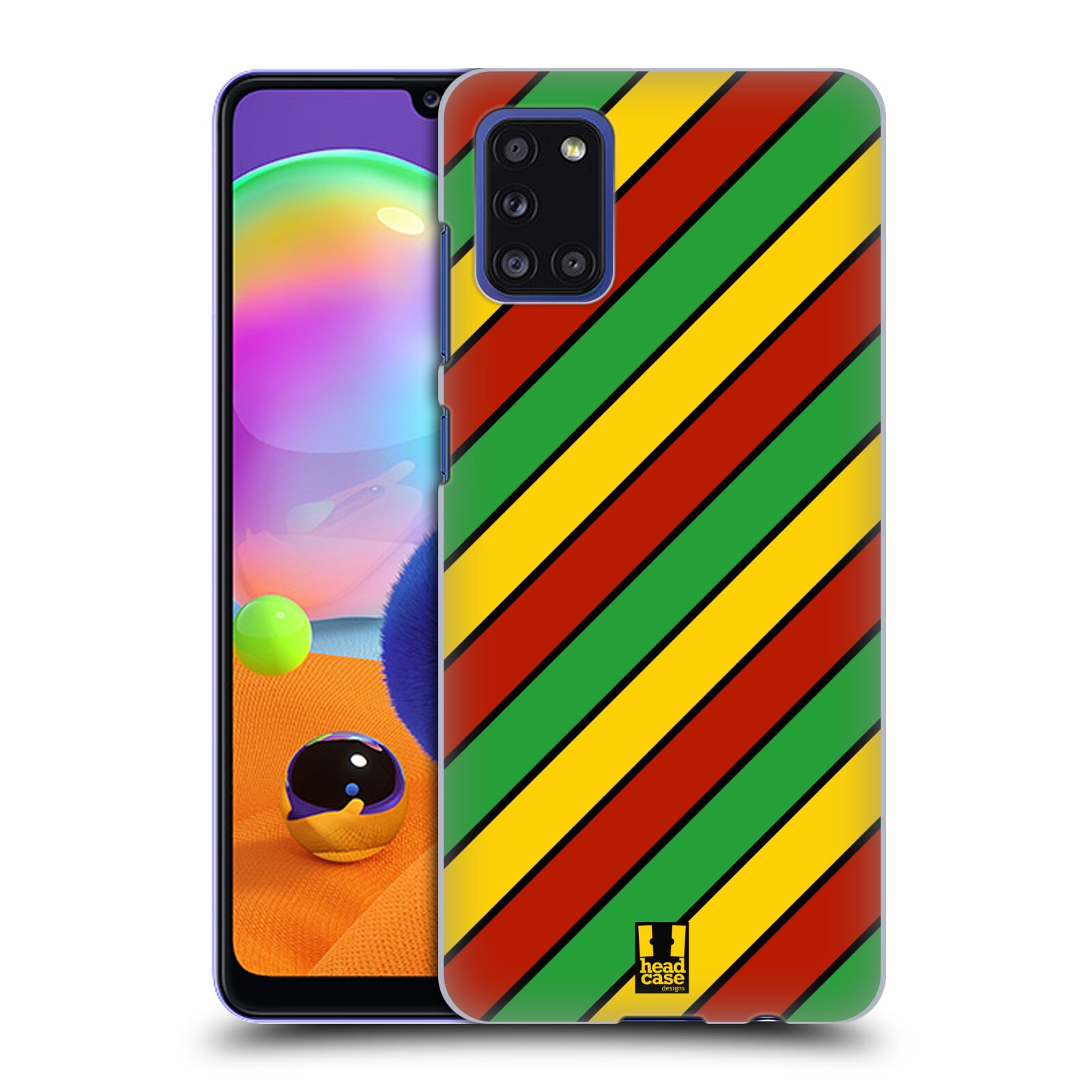 Zadní kryt na mobil Samsung Galaxy A31 vzor Rasta barevné vzory PRUHY