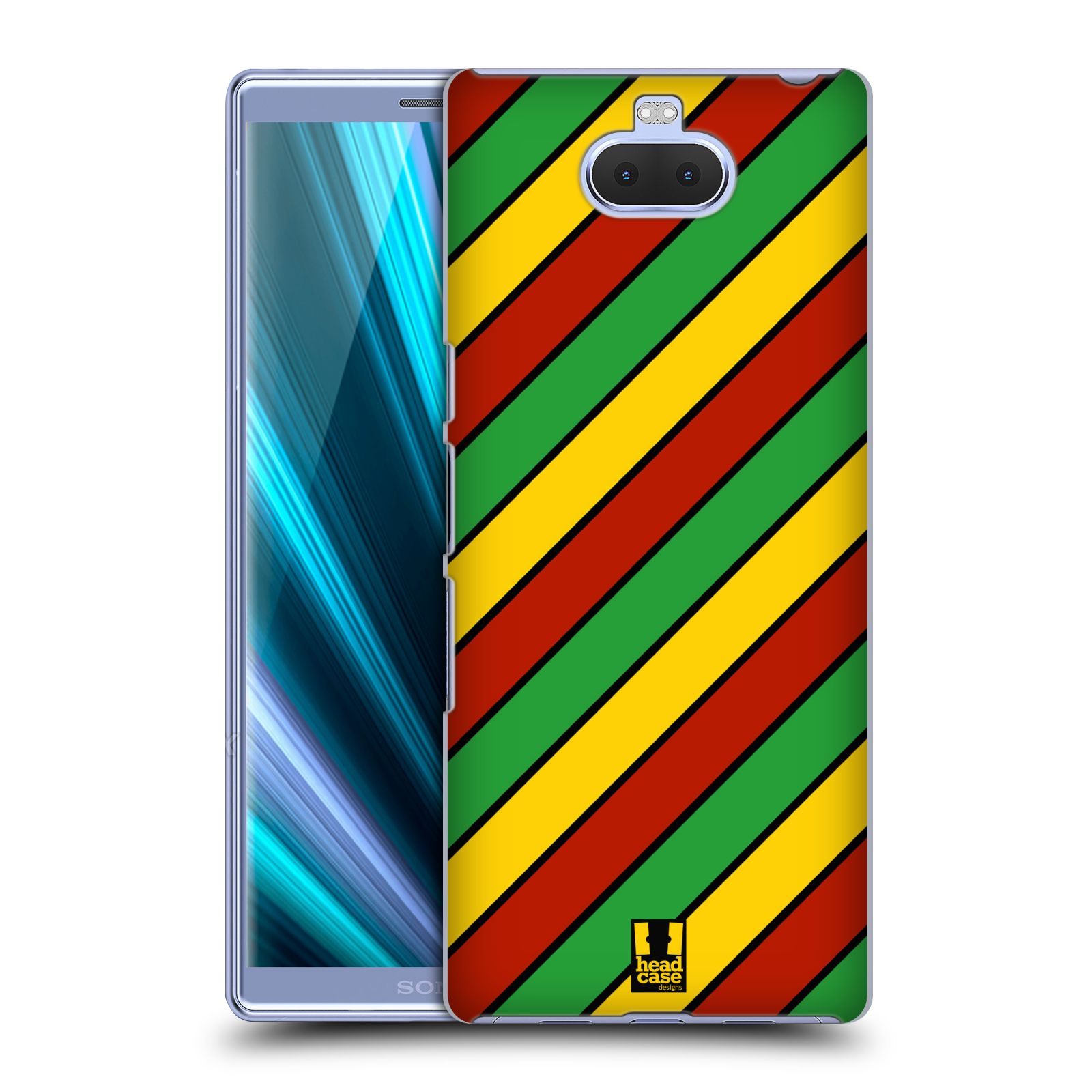 Pouzdro na mobil Sony Xperia 10 - Head Case - vzor Rasta barevné vzory PRUHY