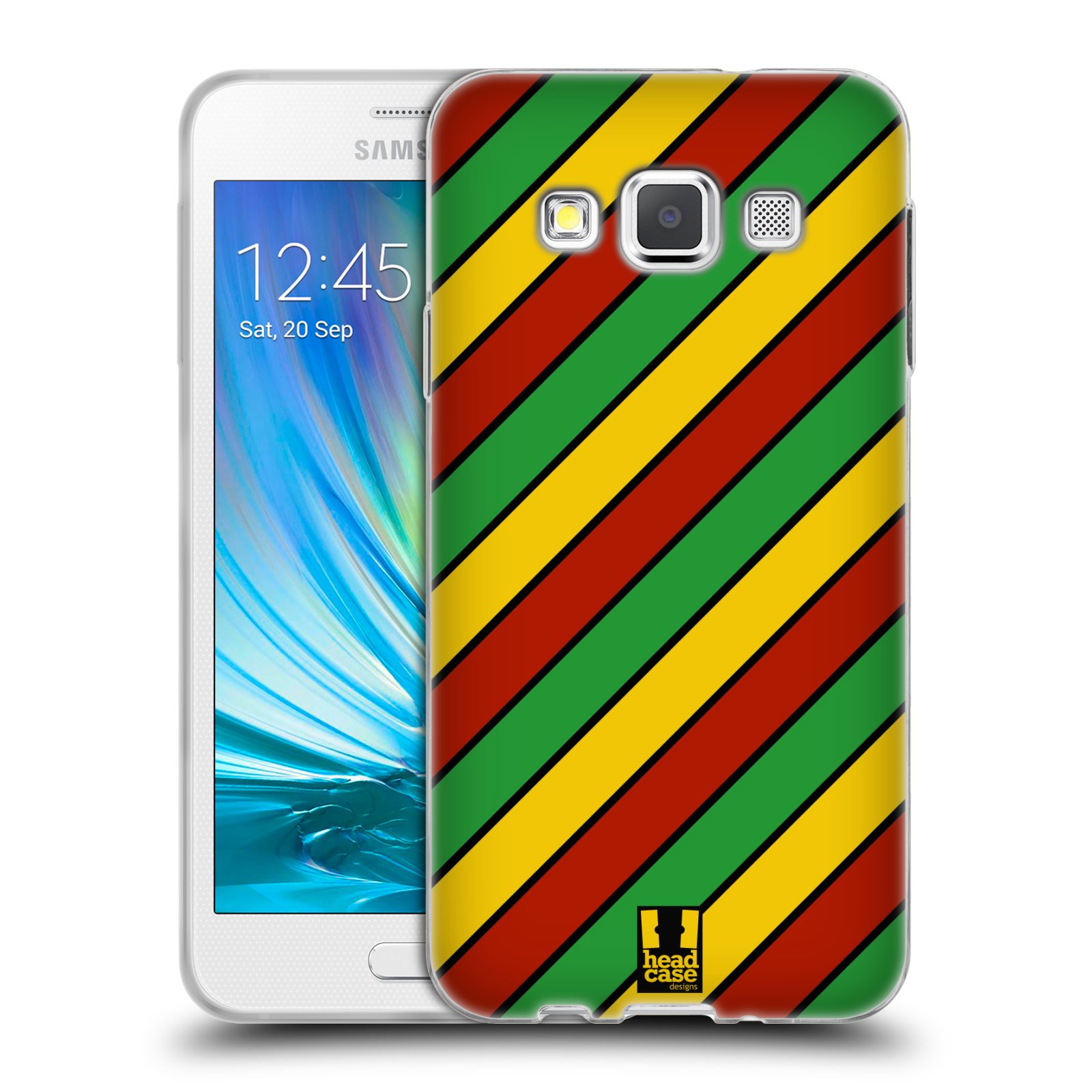 HEAD CASE silikonový obal na mobil Samsung Galaxy A3 vzor Rasta barevné vzory PRUHY