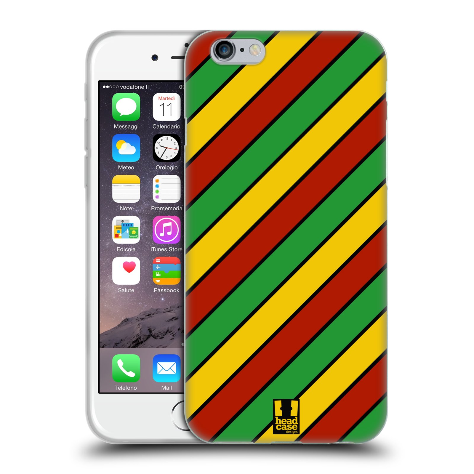 HEAD CASE silikonový obal na mobil Apple Iphone 6/6S vzor Rasta barevné vzory PRUHY