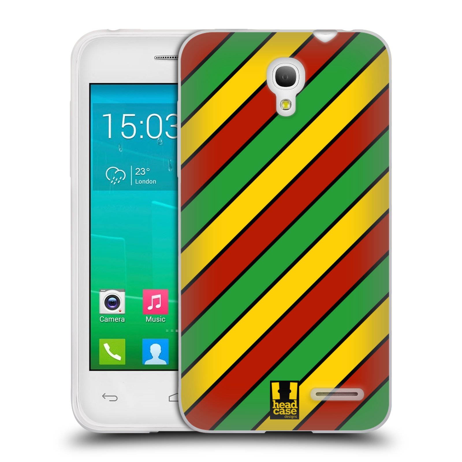 HEAD CASE silikonový obal na mobil Alcatel POP S3 OT-5050Y vzor Rasta barevné vzory PRUHY